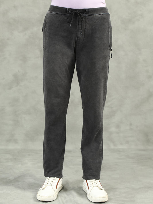 Black Washed Elasticated Knit Denim Lounge Pants
