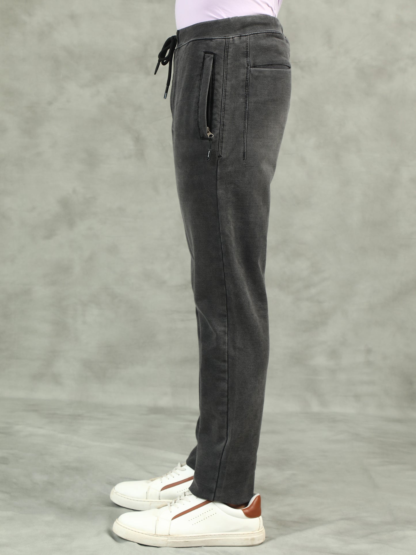 Black Washed Elasticated Knit Denim Lounge Pants