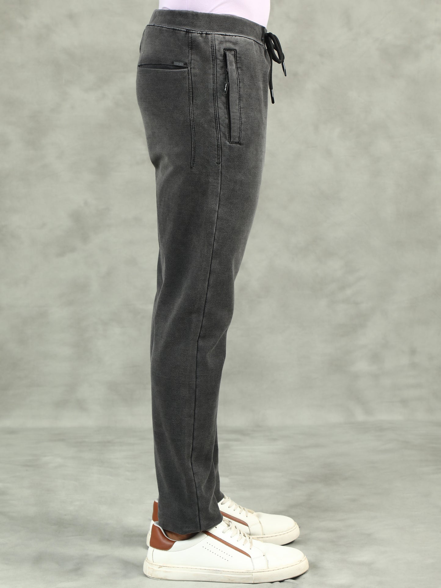 Black Washed Elasticated Knit Denim Lounge Pants