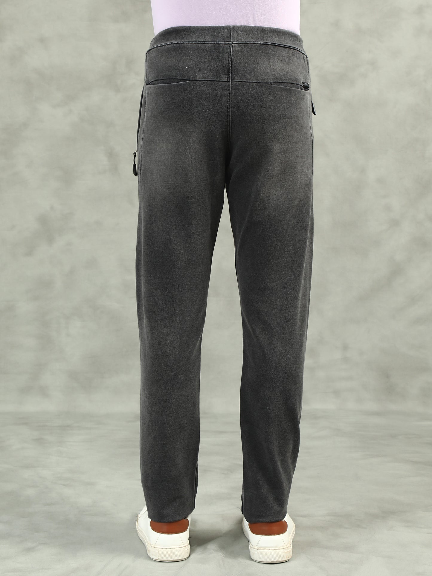 Black Washed Elasticated Knit Denim Lounge Pants