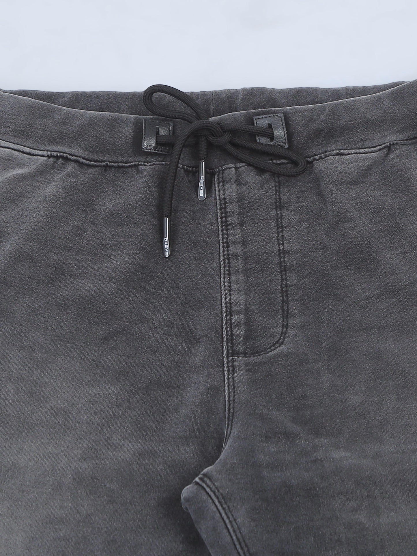 Black Washed Elasticated Knit Denim Lounge Pants