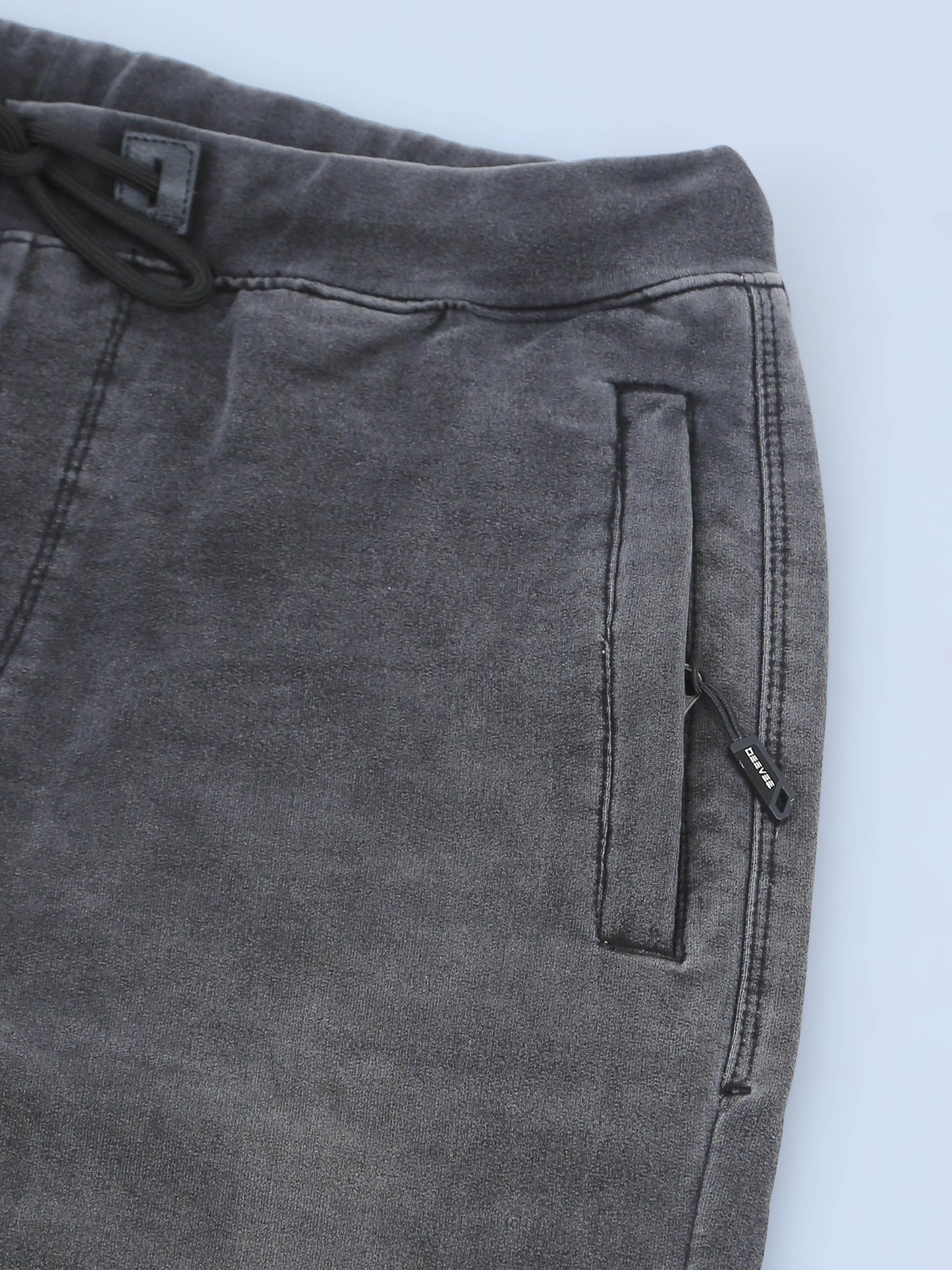 Black Washed Elasticated Knit Denim Lounge Pants