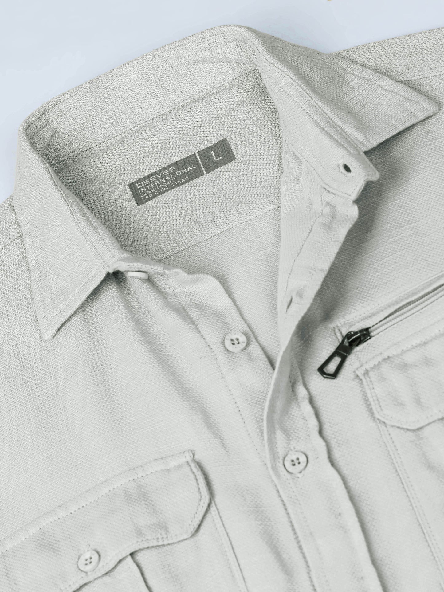 Multi Pocket Waffle Structured Pista Color Shirt