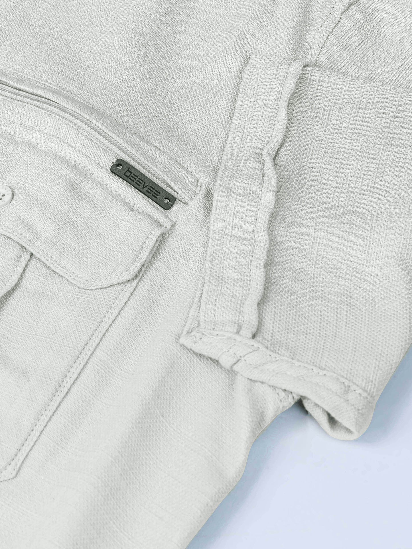 Multi Pocket Waffle Structured Pista Color Shirt