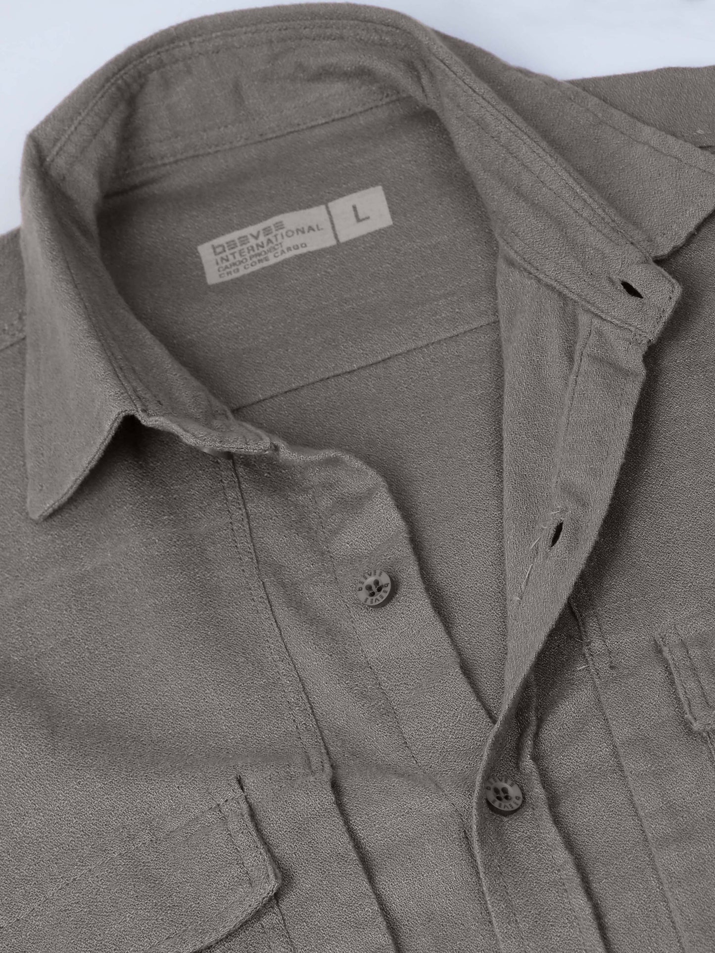 Full Sleeve Double Pocket Grey Shirt