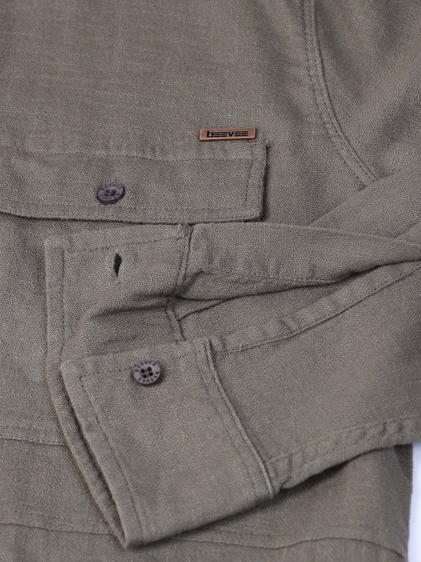 Full Sleeve Double Pocket Grey Shirt