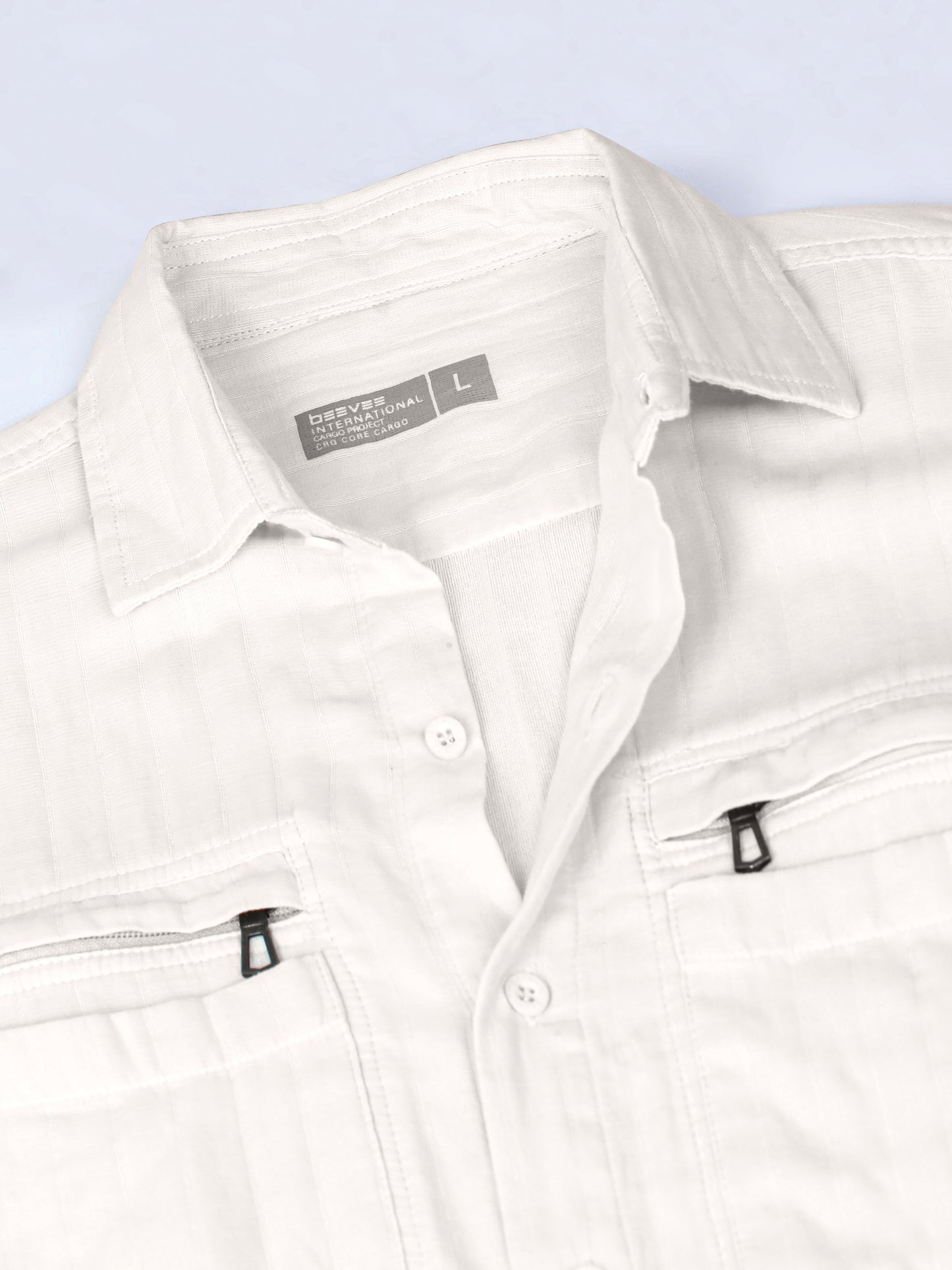 Full Sleeve Double Pocket White Shirt
