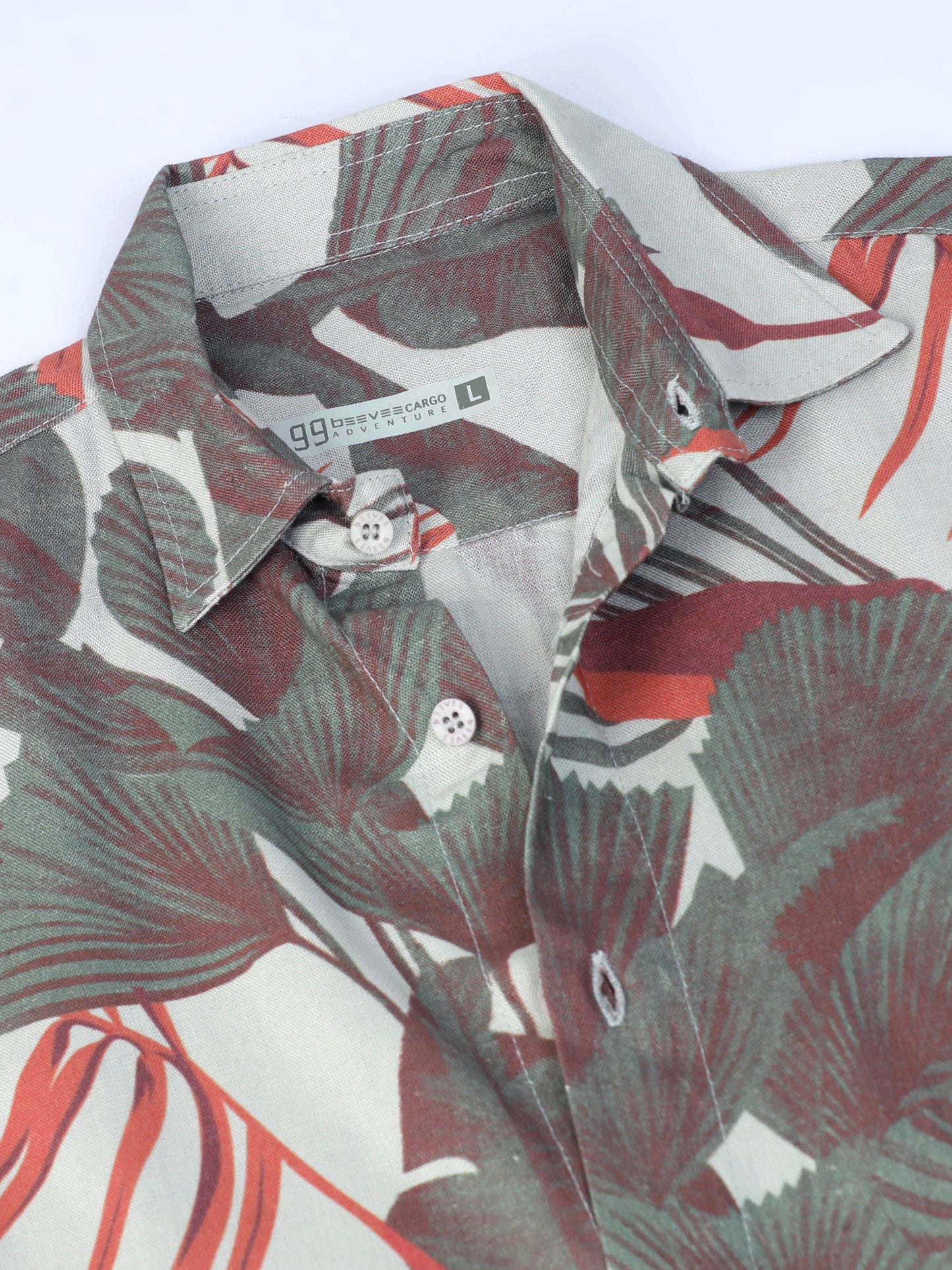 Cotton Floral Printed Grey Casual Shirt