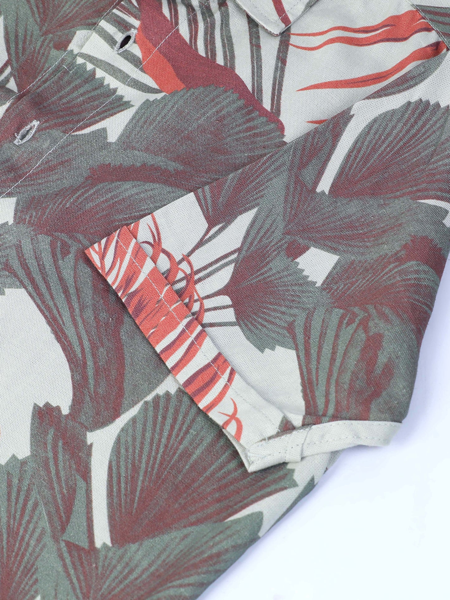 Cotton Floral Printed Grey Casual Shirt