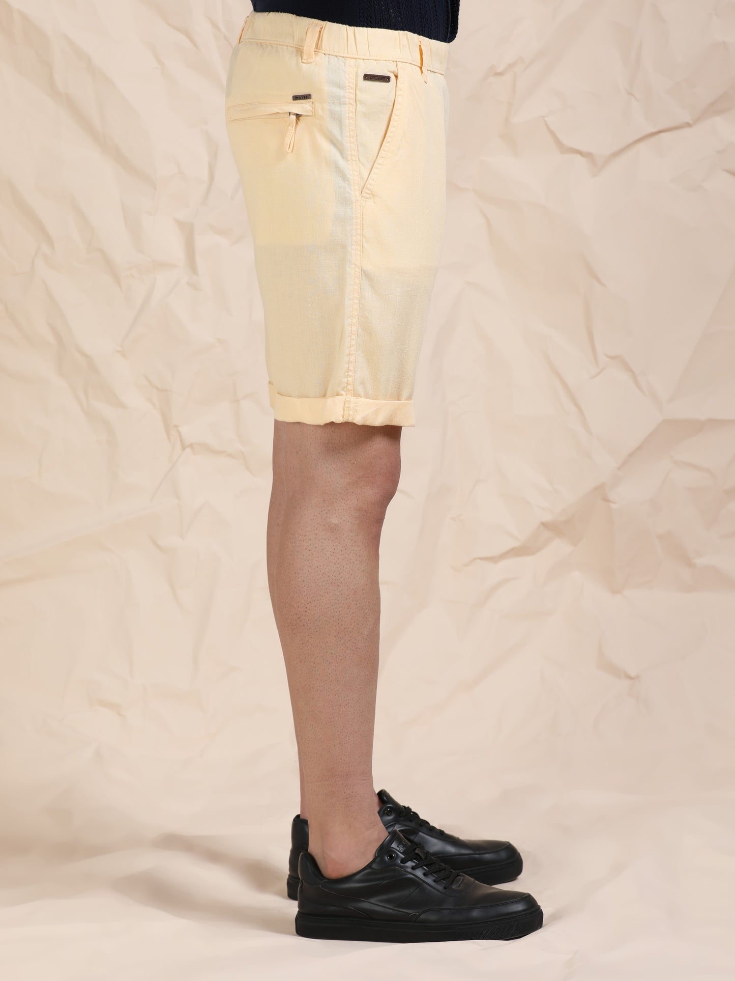 Light Orange Casual Linen Blend Shorts