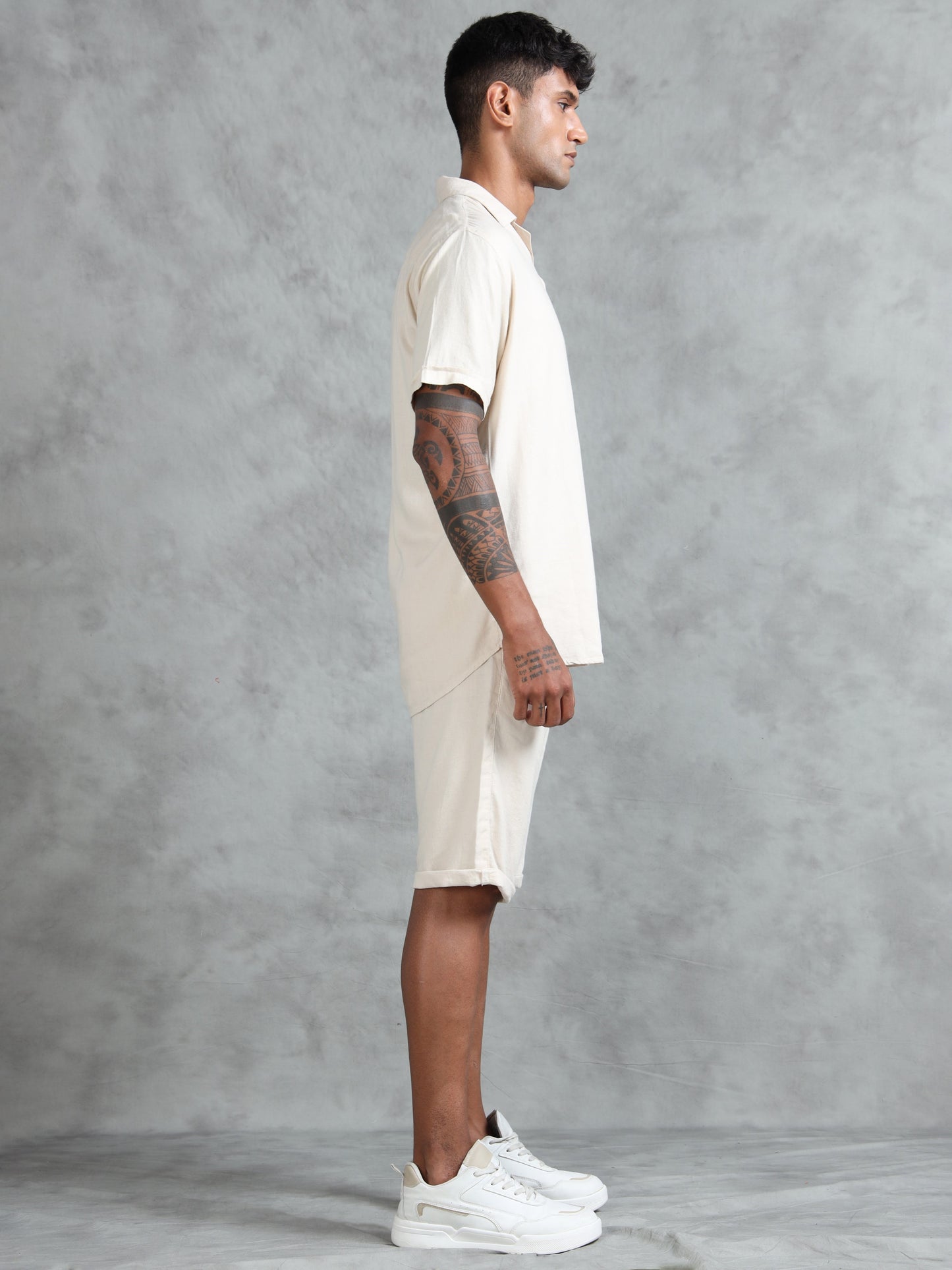 Cotton Viscose Linen Blend Natural Cord Set