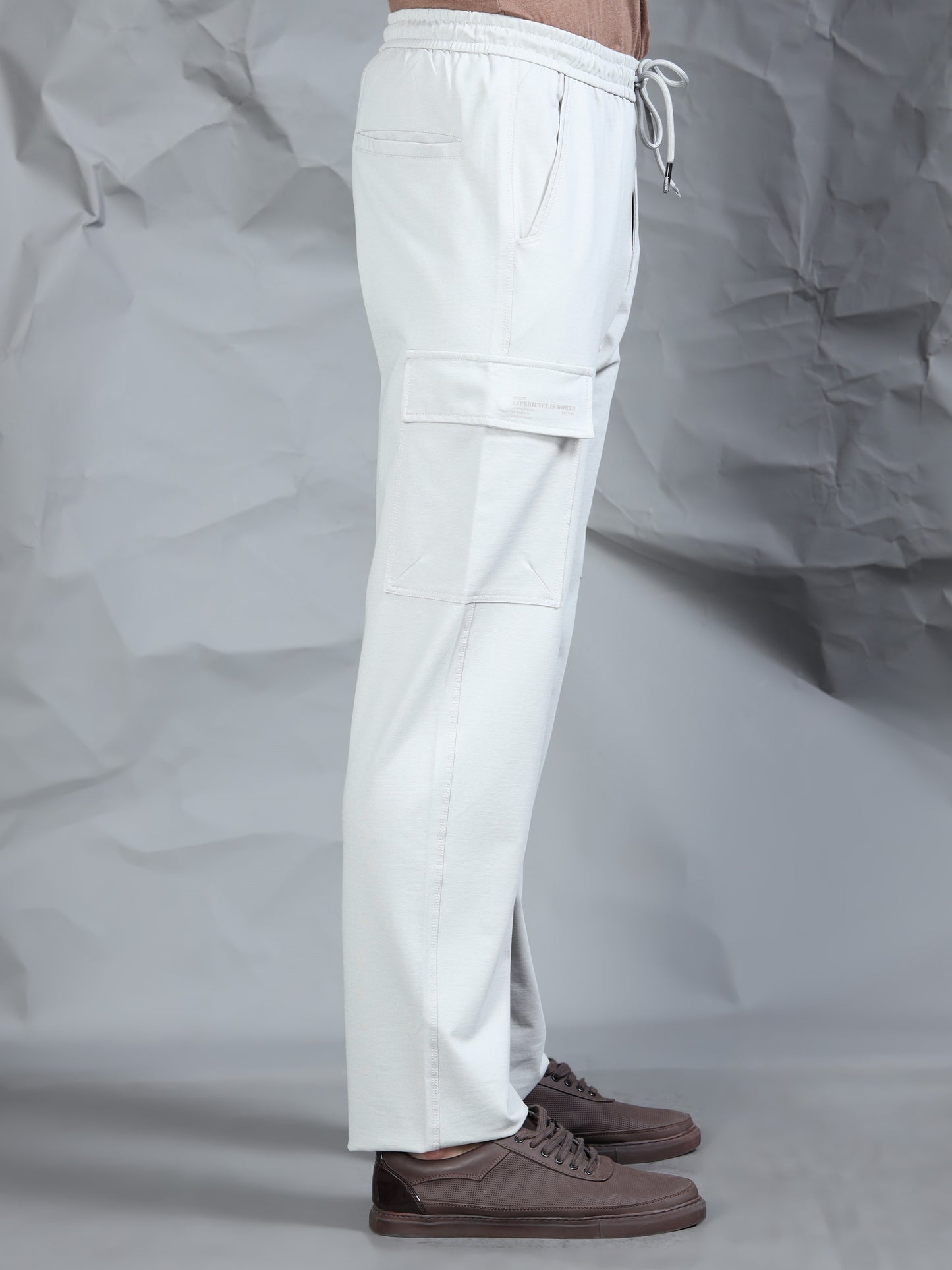 Light Grey Cotton Blend Knitted Stretchable Track Pant