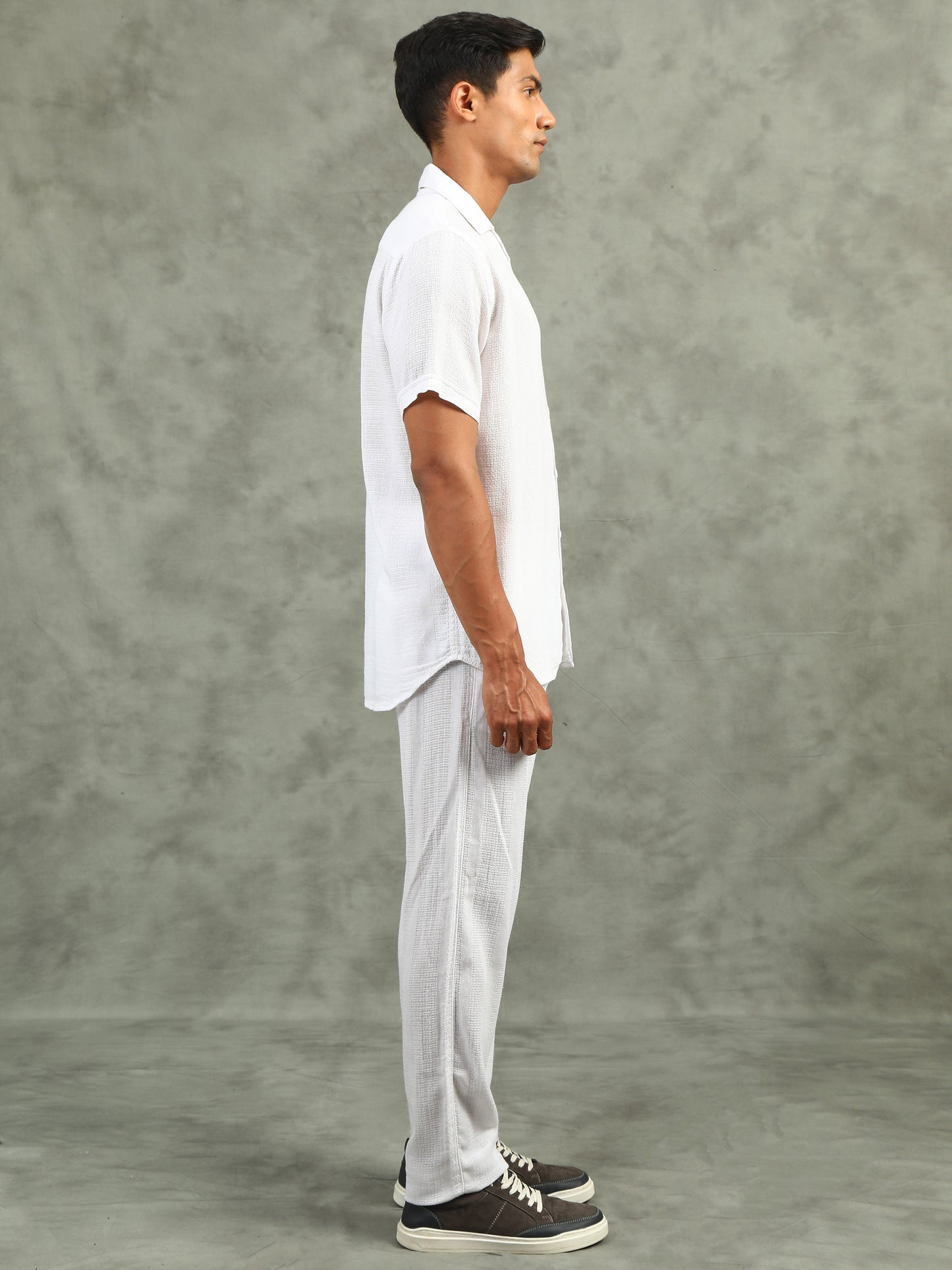 White Regular Fit Full-Length Casual Co-ord Set