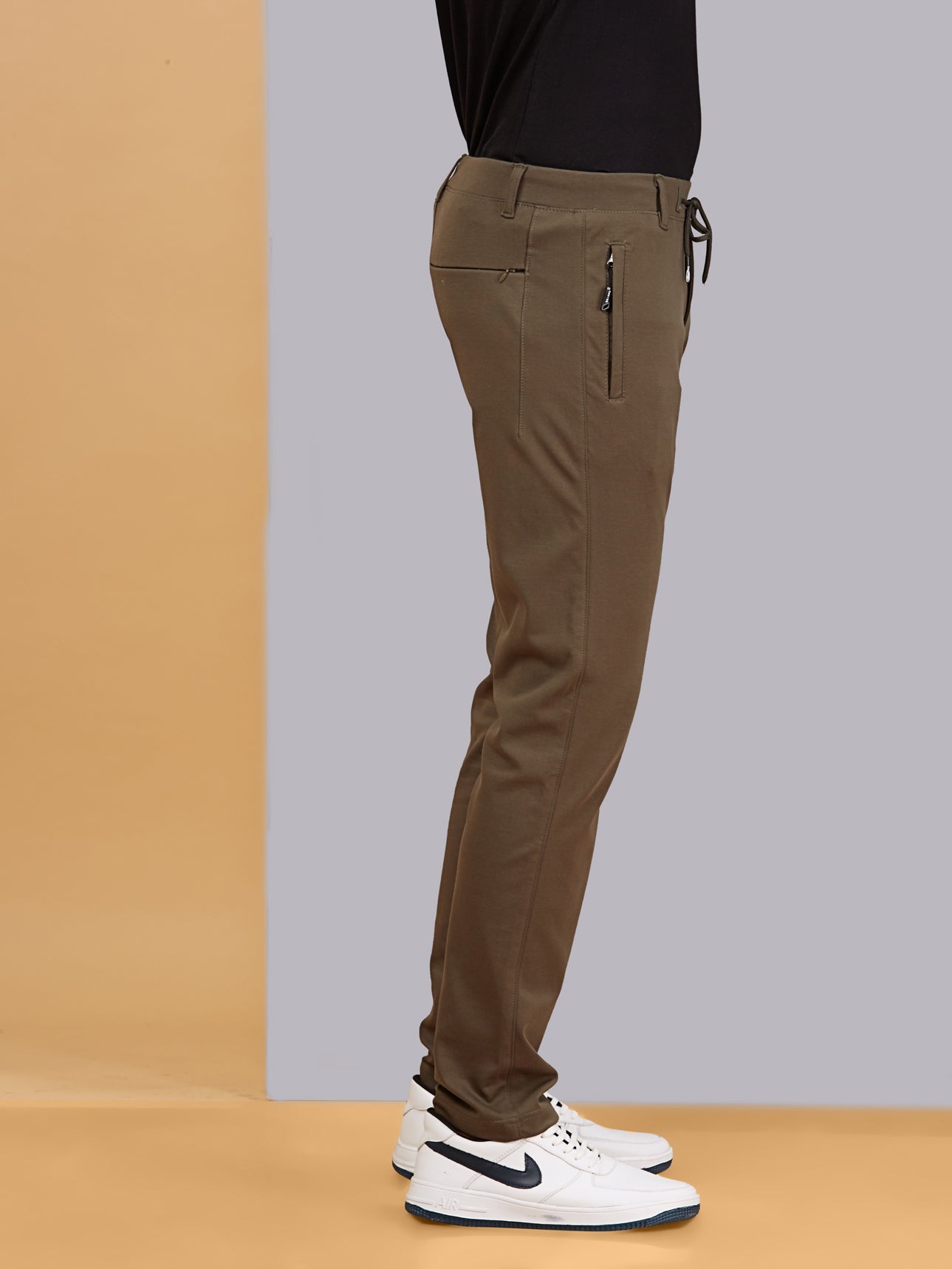 Men Printed Stretchable Track Pant-Grey Milange