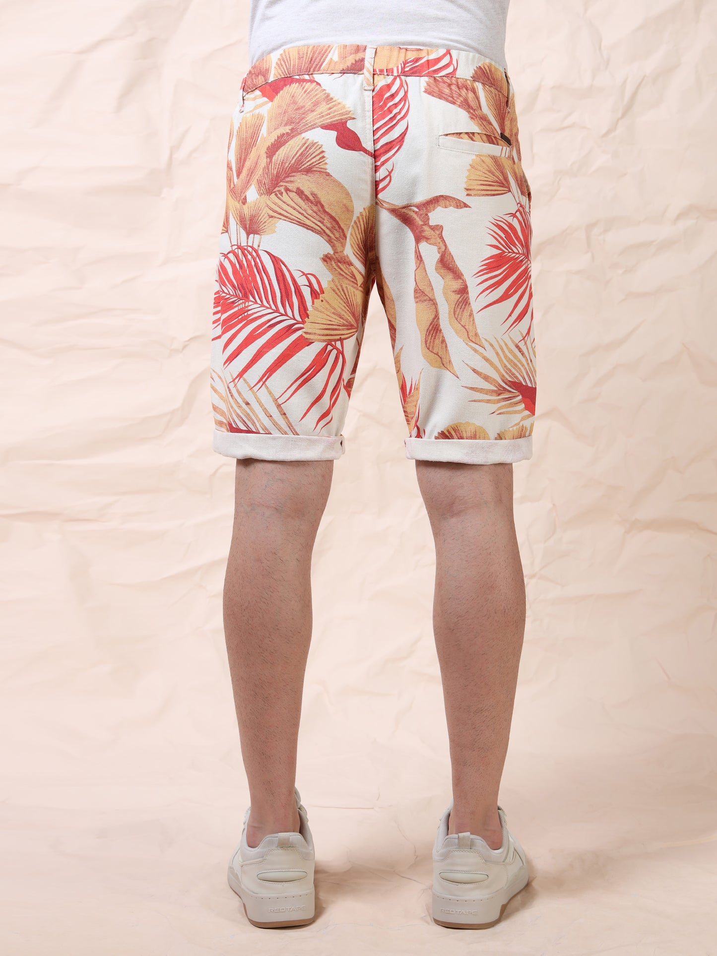 Men's Printed Cotton Blend Mid-Rise Casual Shorts