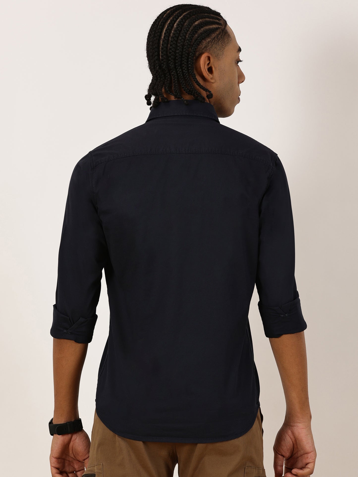 Double Pocket Stretchable Navy Cargo Shirt