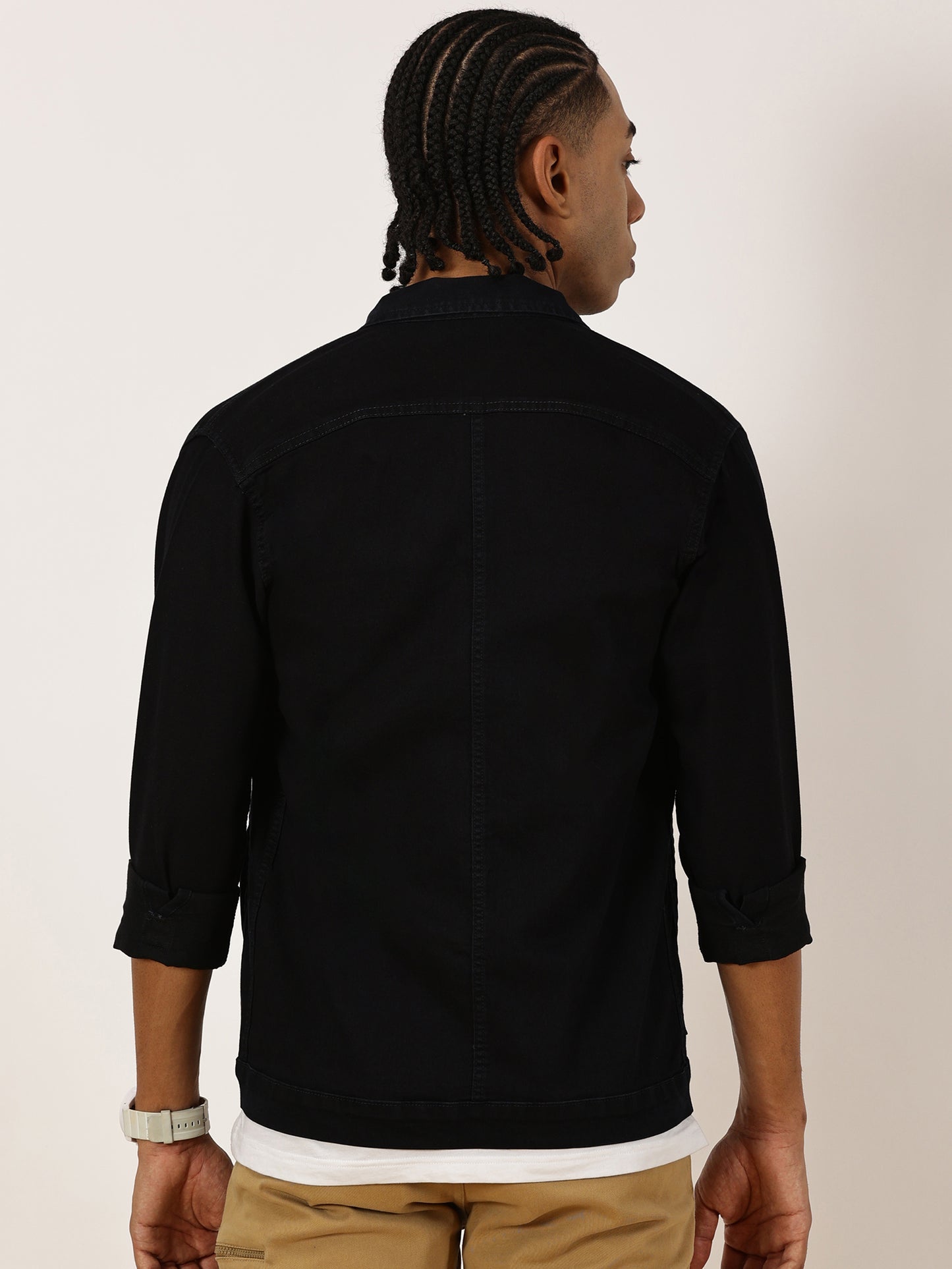 Multi Pocket Denim Blue Cargo Shacket