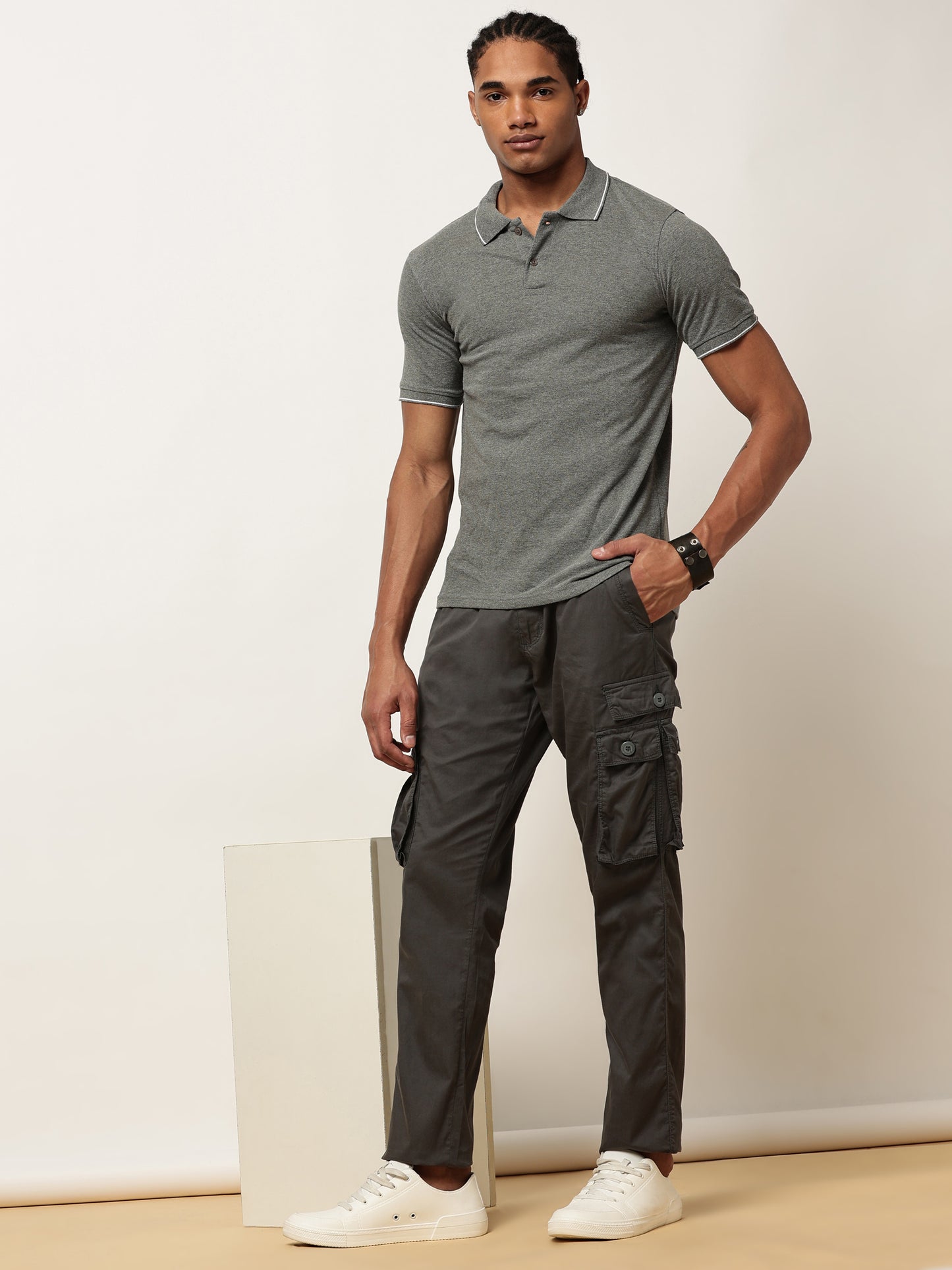 BEEVEE Melange Grey Solid Lounge Wear Bottoms for Men