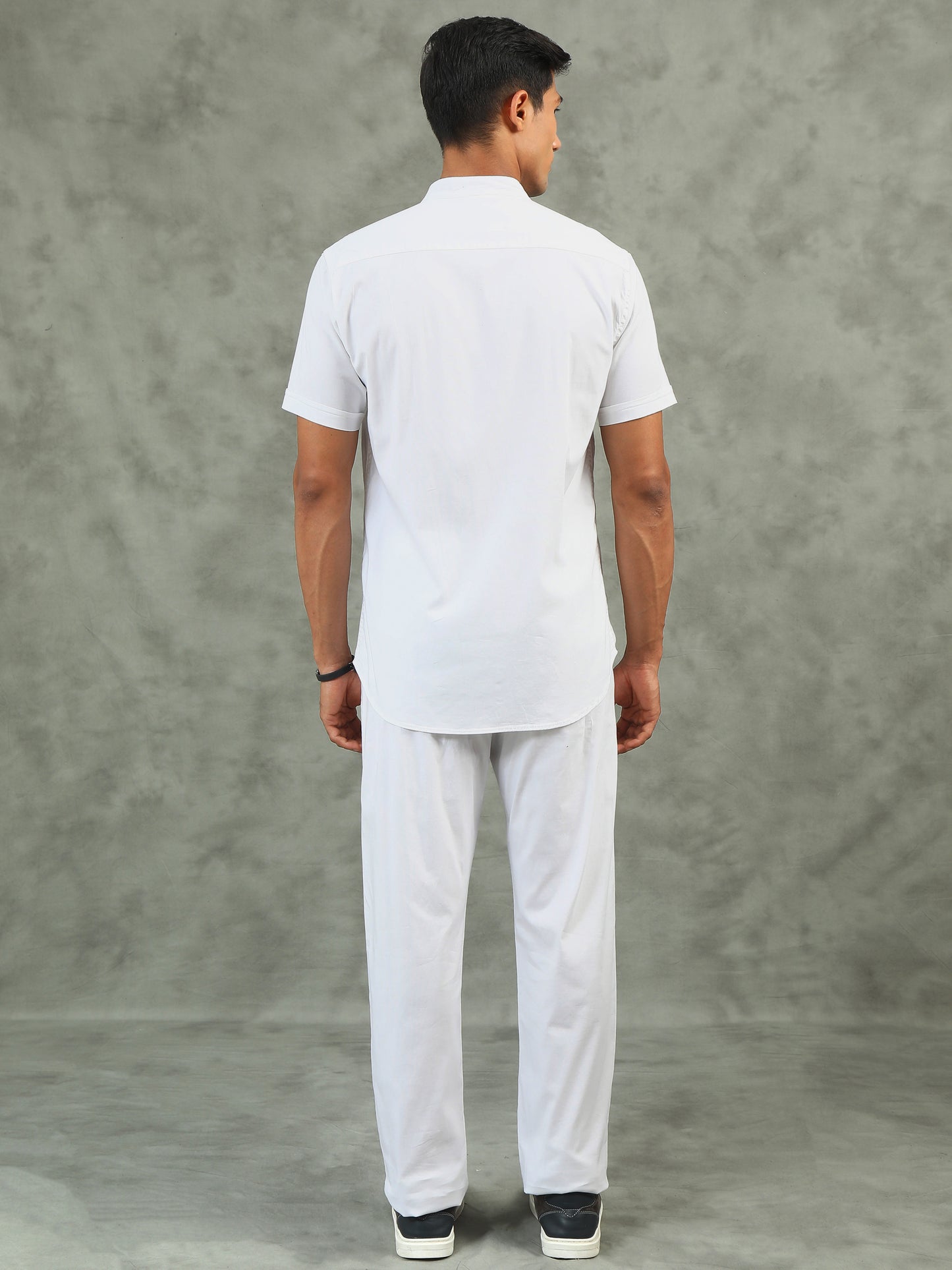 White Regular Fit Half Sleeve Solid Casual Co-ord Sets