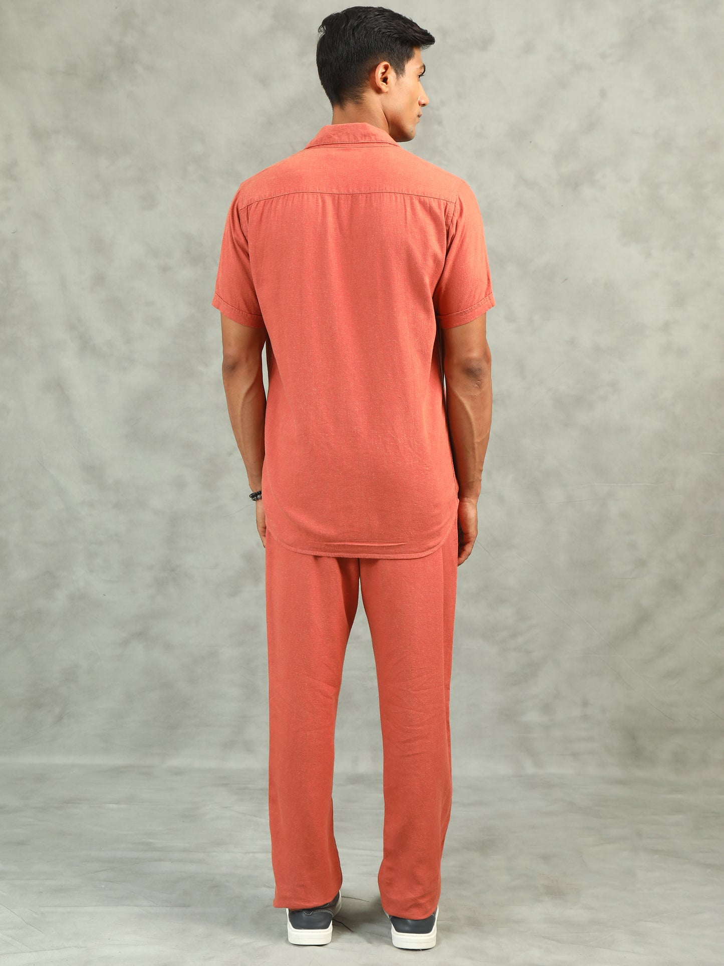 Rust Regular Fit Solid Half Sleeve Co-Ord Sets