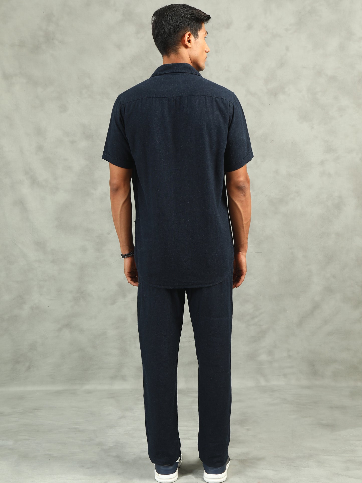 Navy Regular Fit Solid Half Sleeve Co-Ord Sets