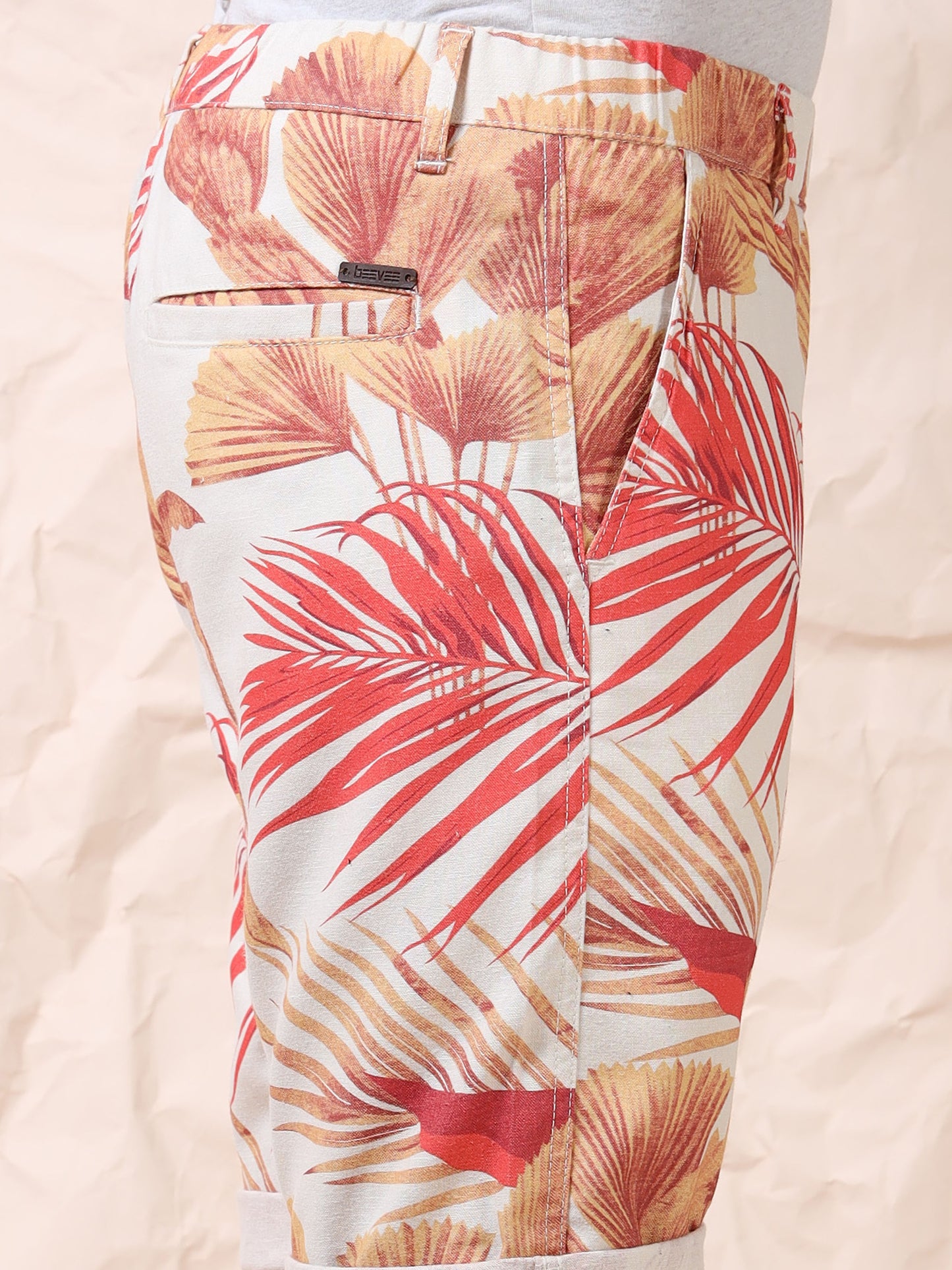Men's Printed Cotton Blend Mid-Rise Casual Shorts