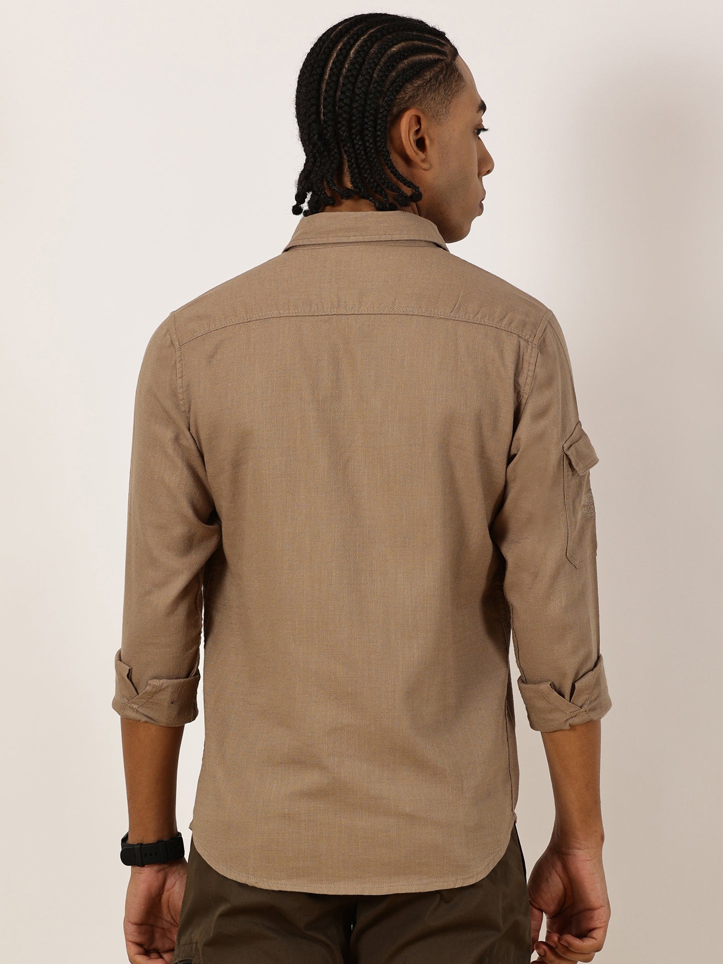 Multi Pocket Beige Cargo Shirt