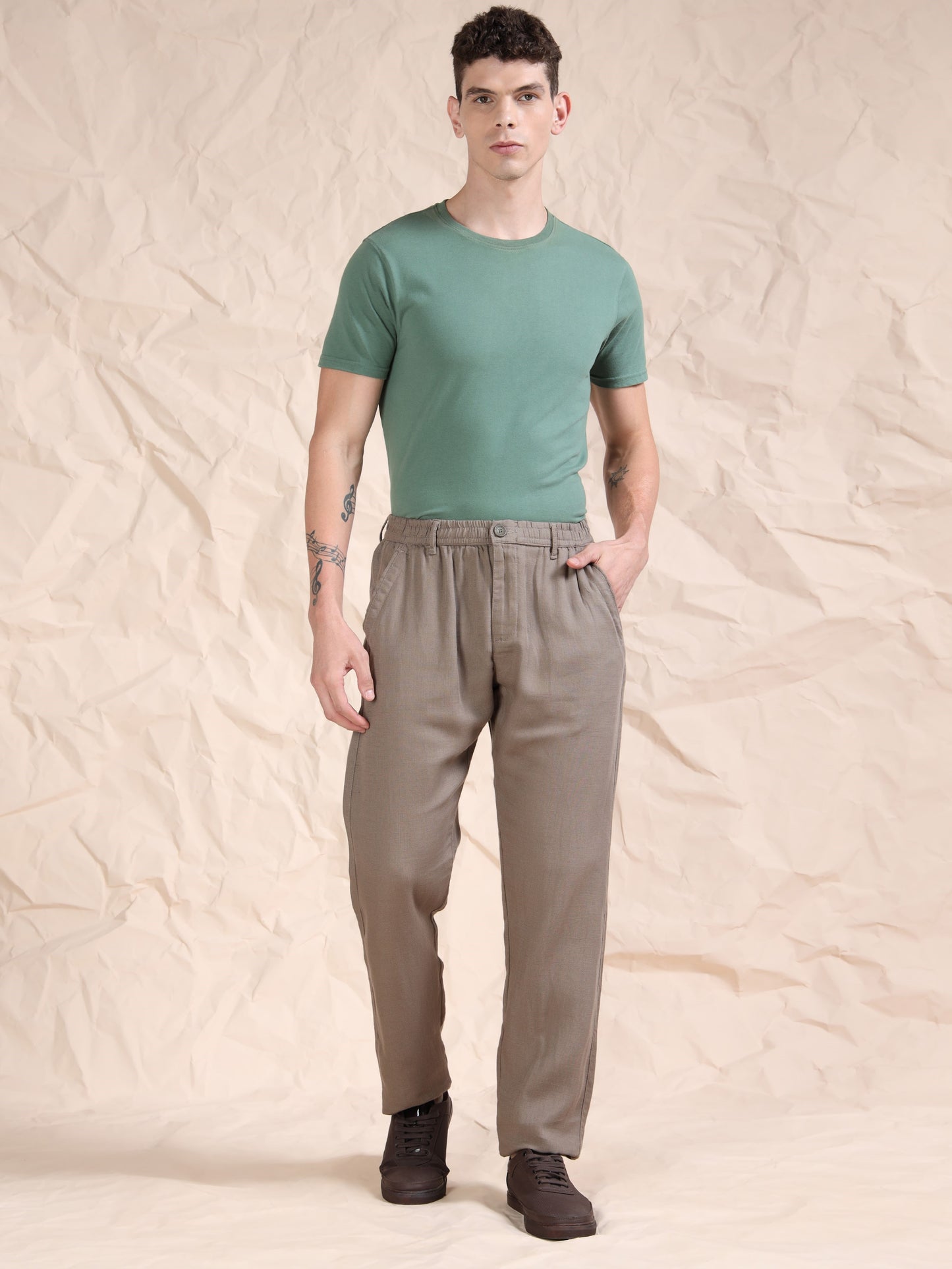 Mud Cotton Linen Solid Mid Rise Pyjama