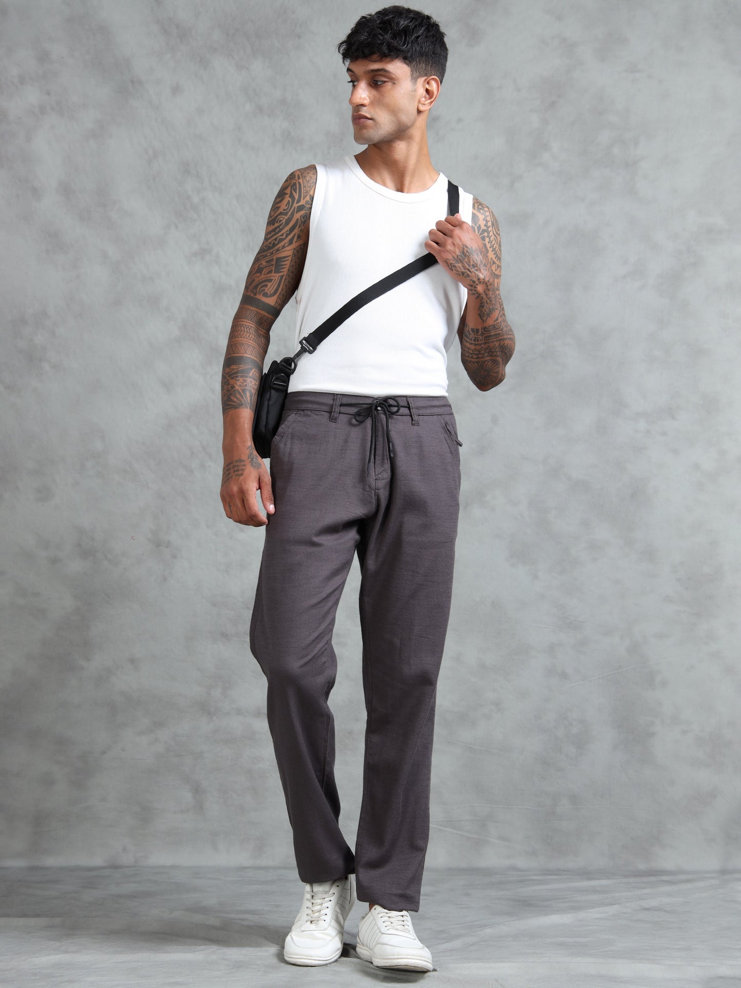 Dark Grey 100% Cotton Solid Pyjama