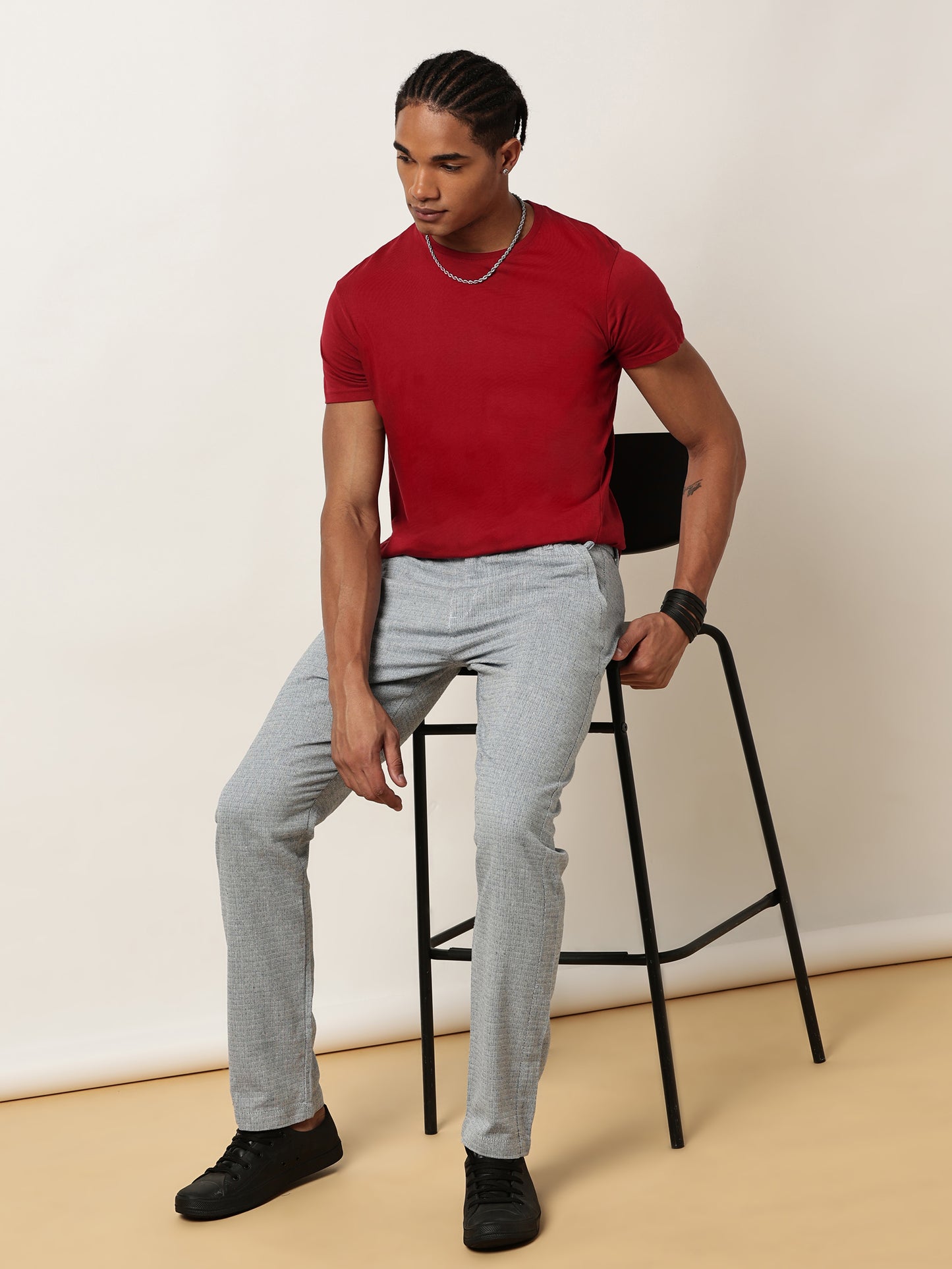 Yarn Dyed Elasticated  Waist Zip Pocket Blue Lounge Pants