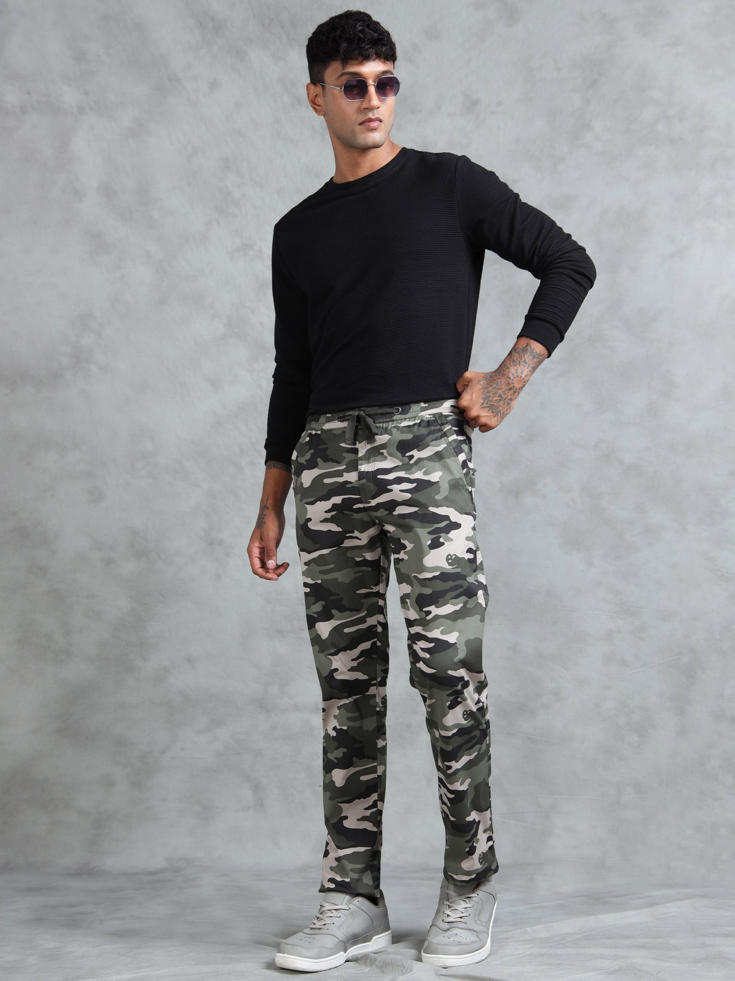 Ash Camo Print Cotton Lycra  Pyjama