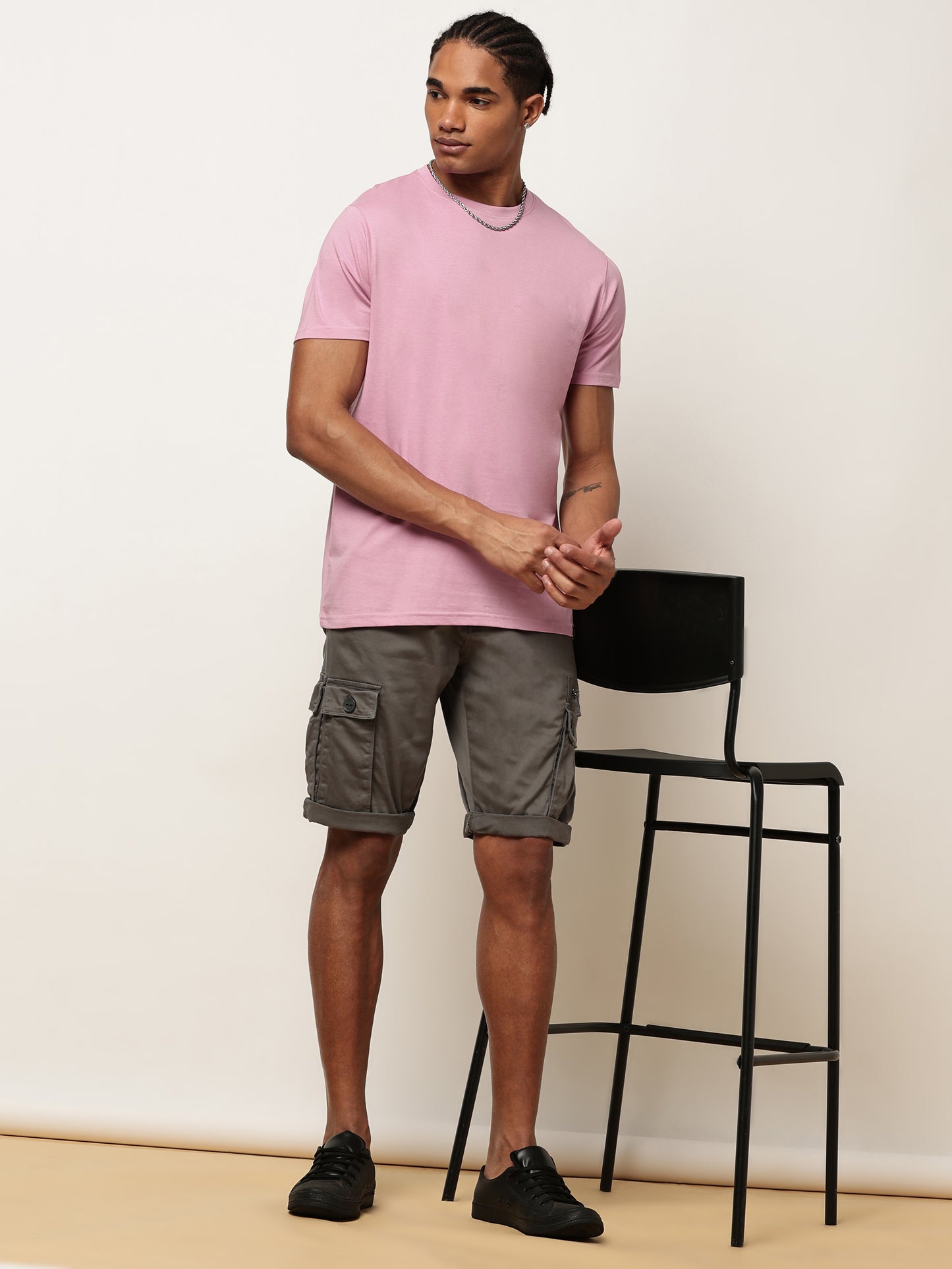 Multi Pocket Stretchable Grey Cargo Shorts