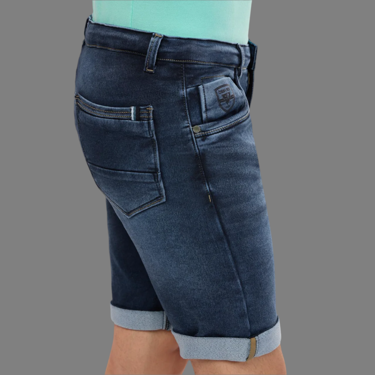 Dark Blue Stretchable Denim Shorts