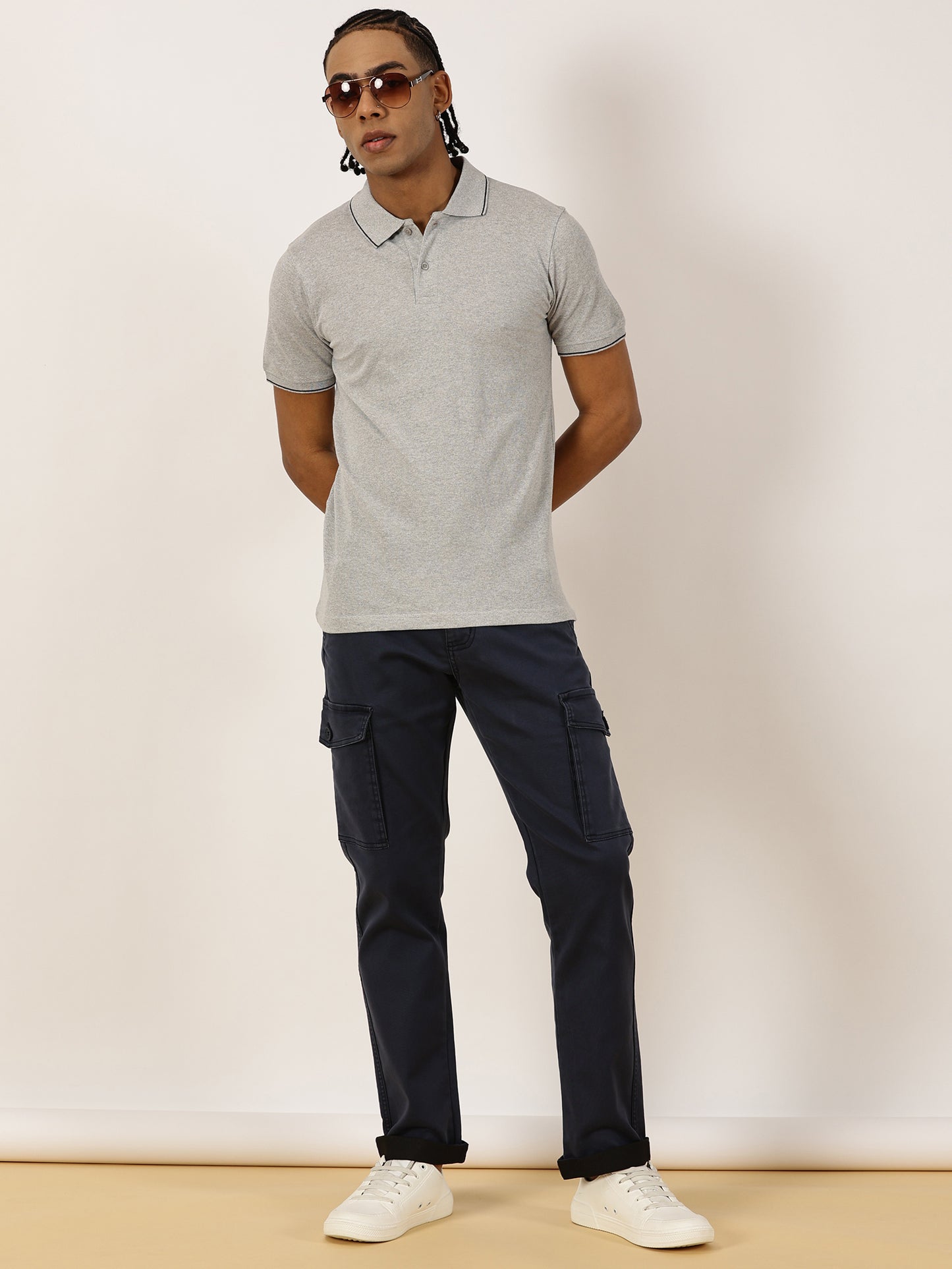 Multi Pocket Stretchable Navy Cargo