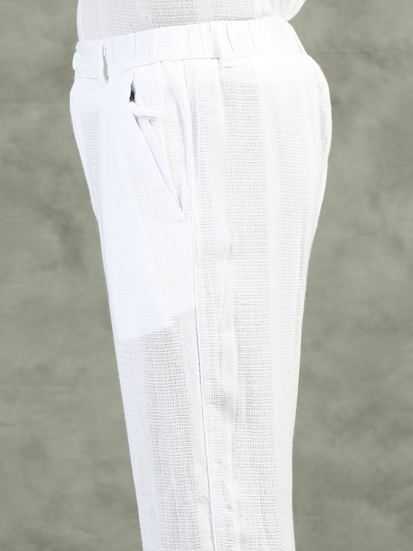 White Regular Fit Full-Length Casual Co-ord Set
