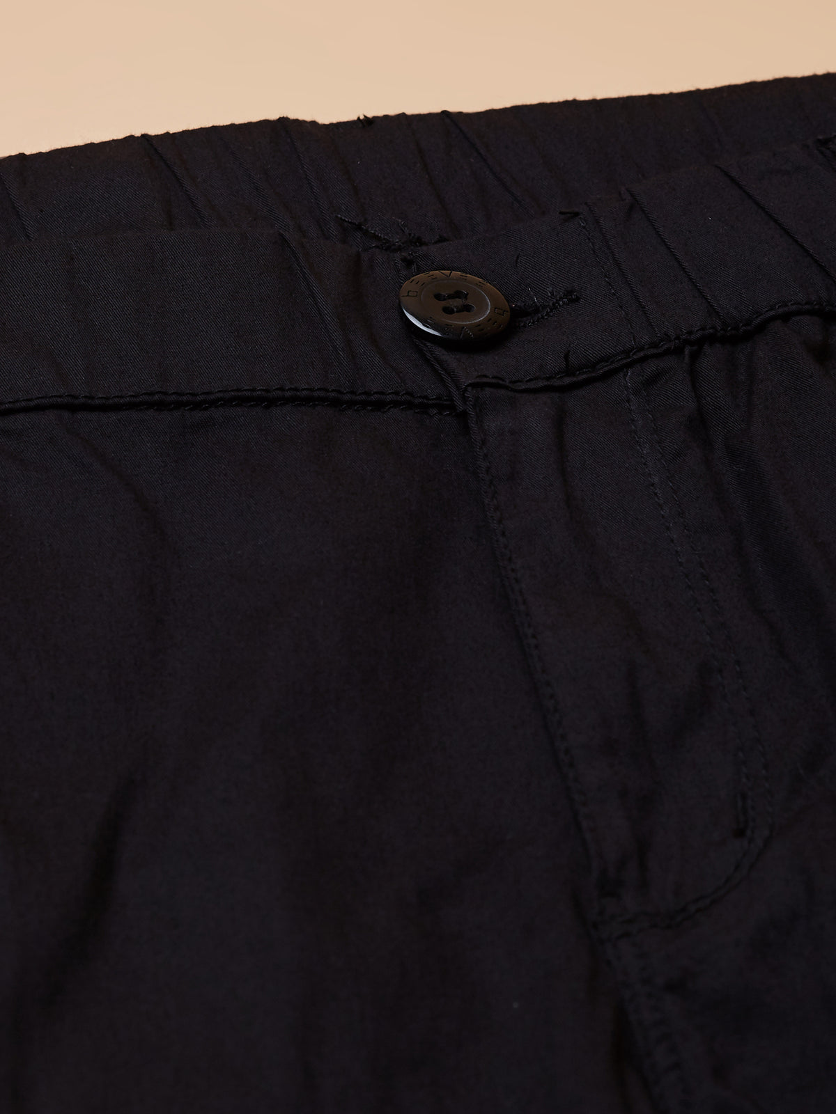 BEEVEE Men's Cotton Blend Solid Regular Fit Elasticated Waist Band Casual Jogger Cargo Black