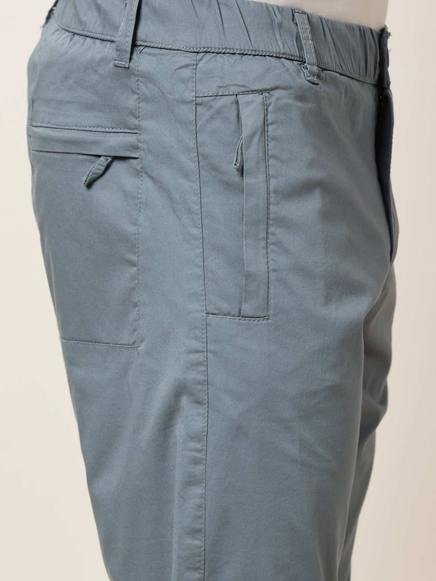 Zip Pocket Elasticated Stretchable Blue Shorts
