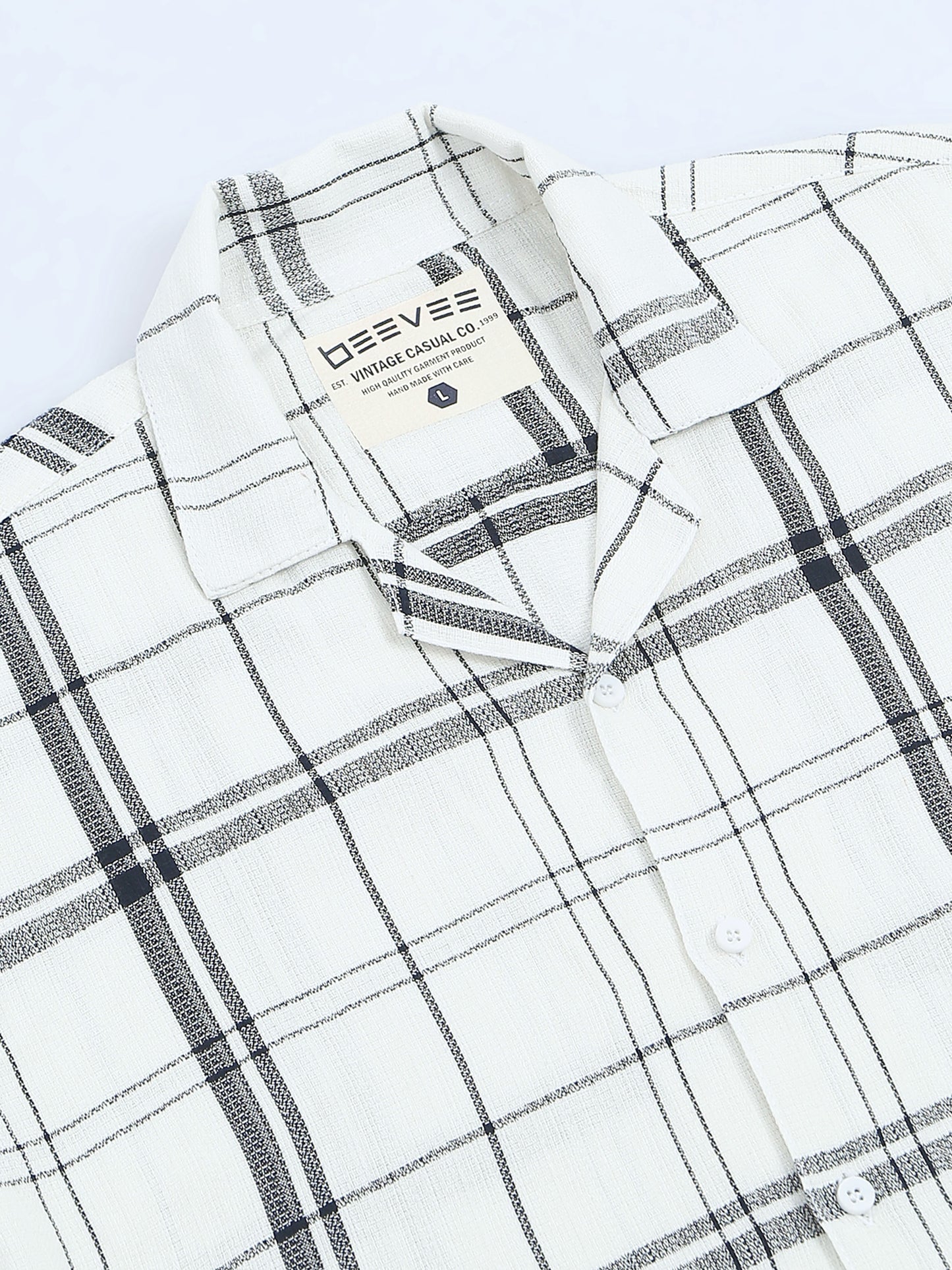 Checkered White Regular Fit Knee-Length Casual Co-ord Set
