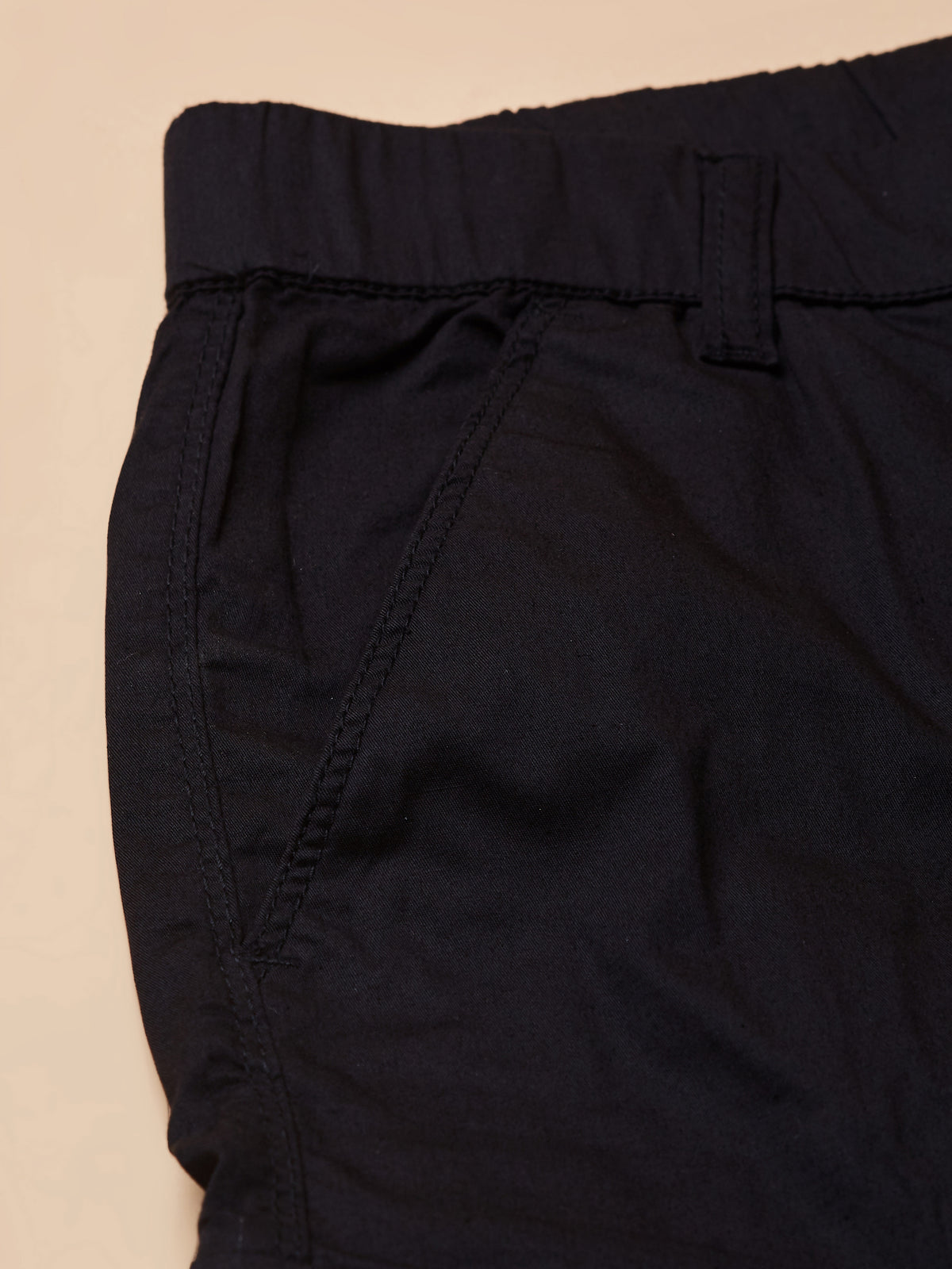 BEEVEE Men's Cotton Blend Solid Regular Fit Elasticated Waist Band Casual Jogger Cargo Black