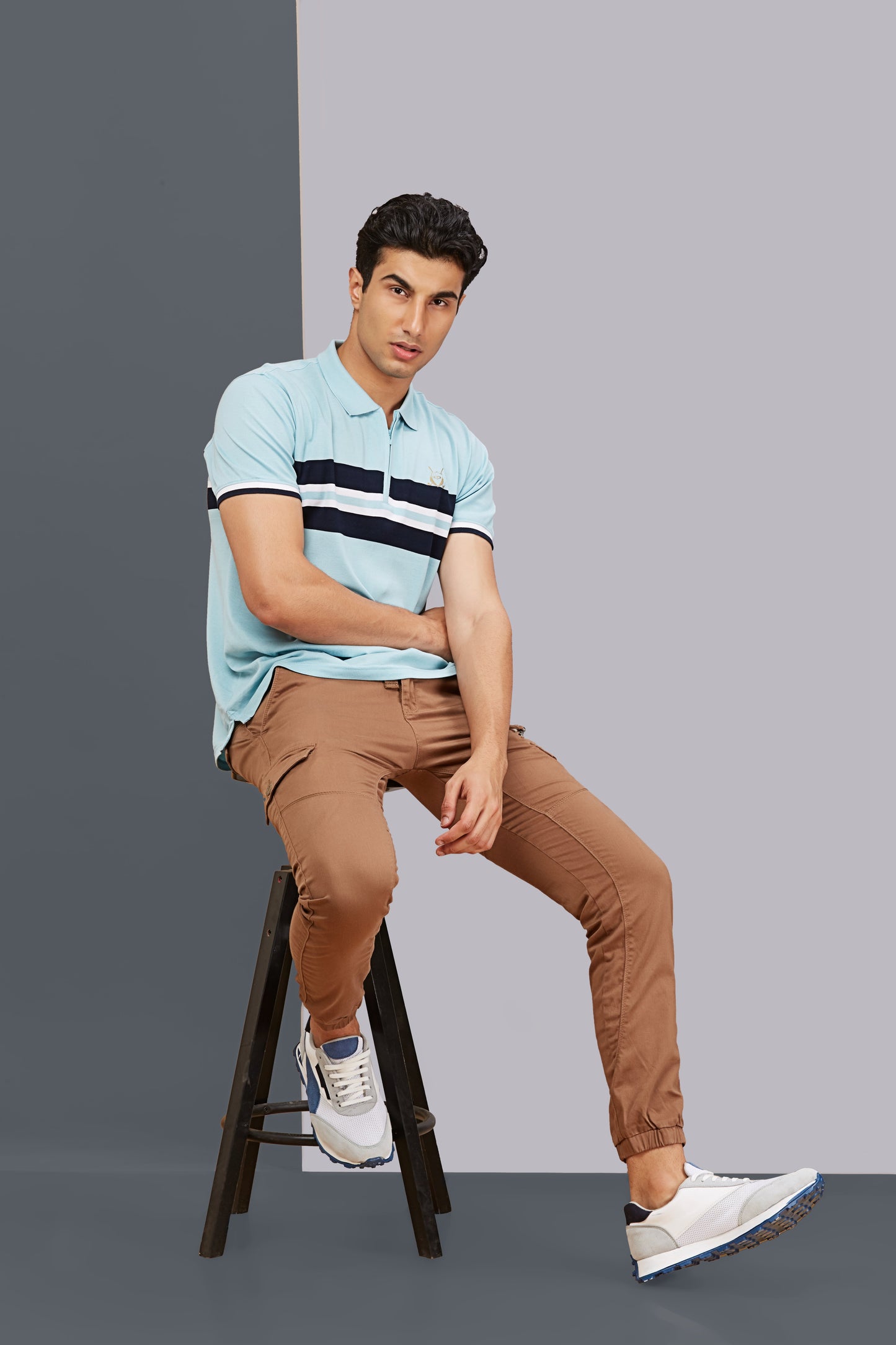 Multi Pocket Stretchable Brown Cargo