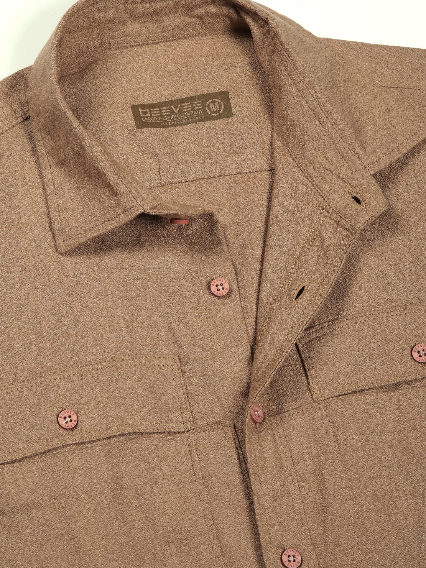 Multi Pocket Beige Cargo Shirt