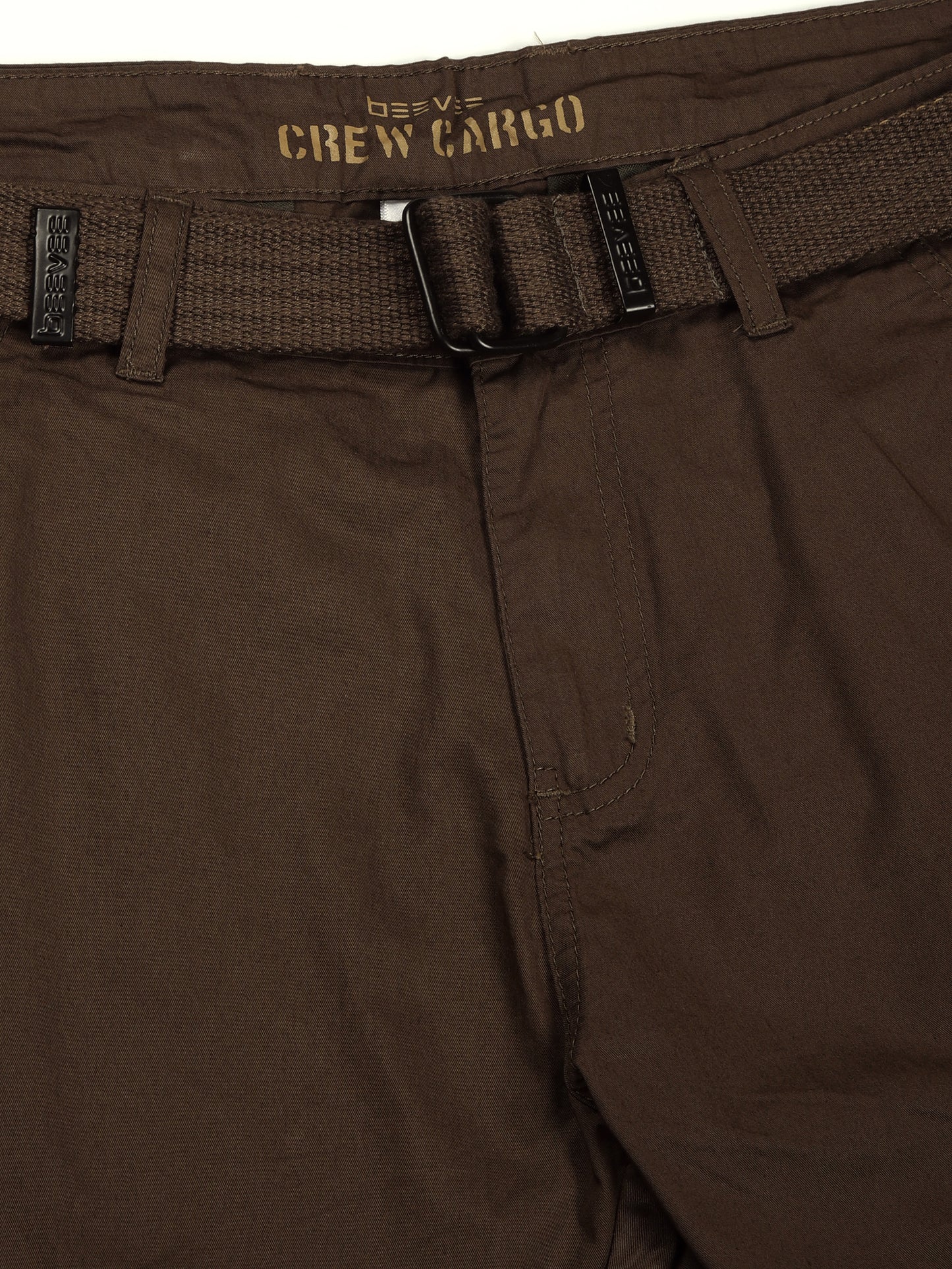BEEVEE Men's Solid Olive Cargo Pants with Belt