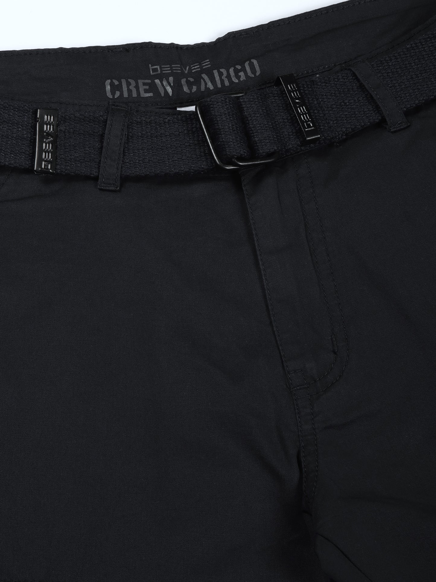 BEEVEE Men's Solid Navy Cargo Pants with Belt