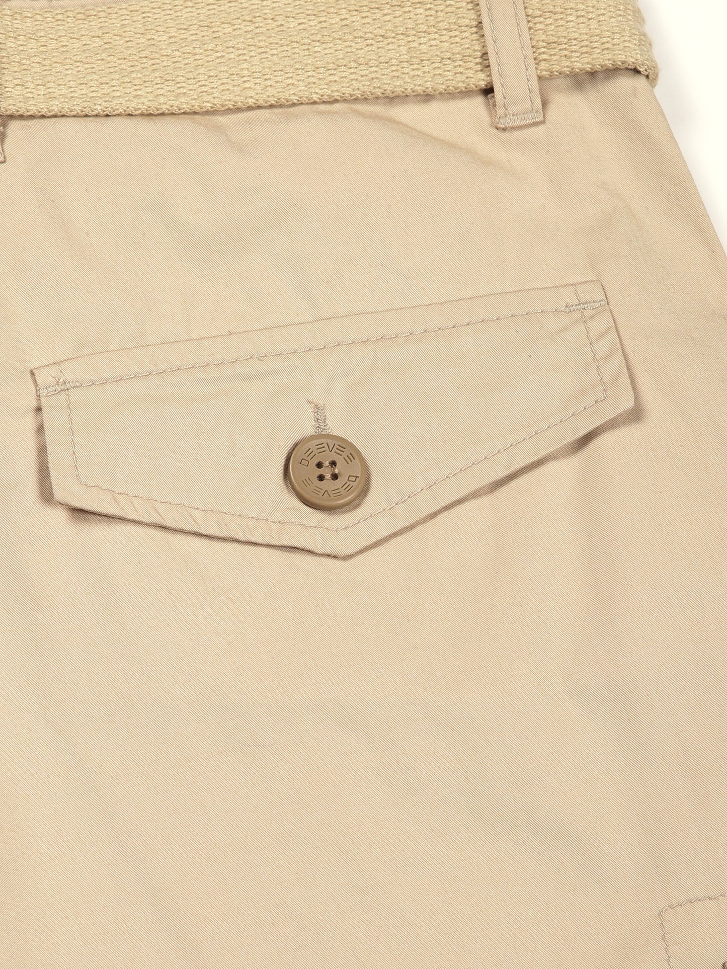 BEEVEE Men's Solid Beige Cargo Pants with Belt