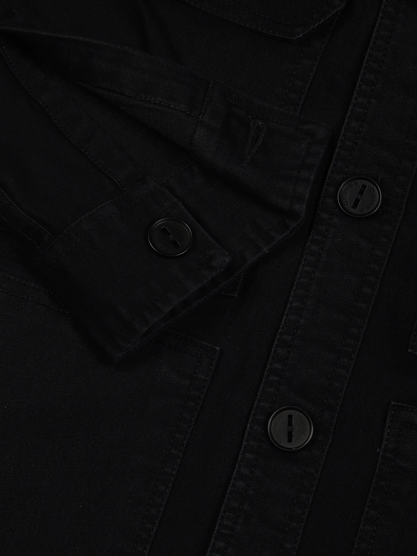 Multi Pocket Denim Black Cargo Shacket
