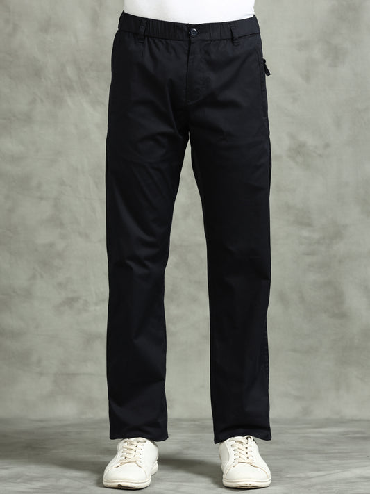 Navy Elasticated Waist Zip Pocket Stretchable Lounge Pants