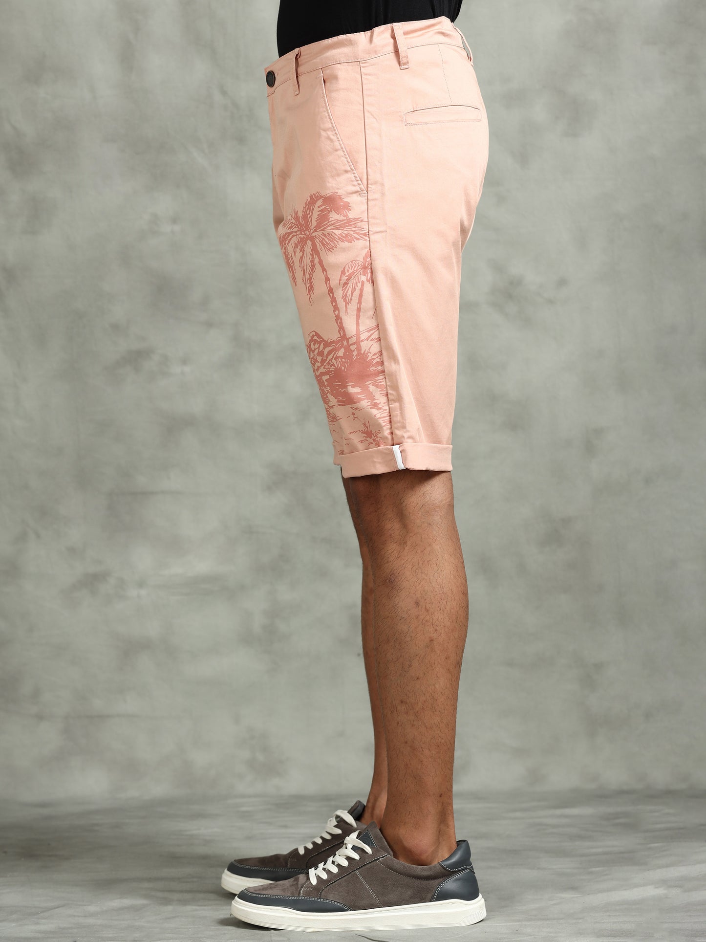 Printed Stretchable Pink Shorts