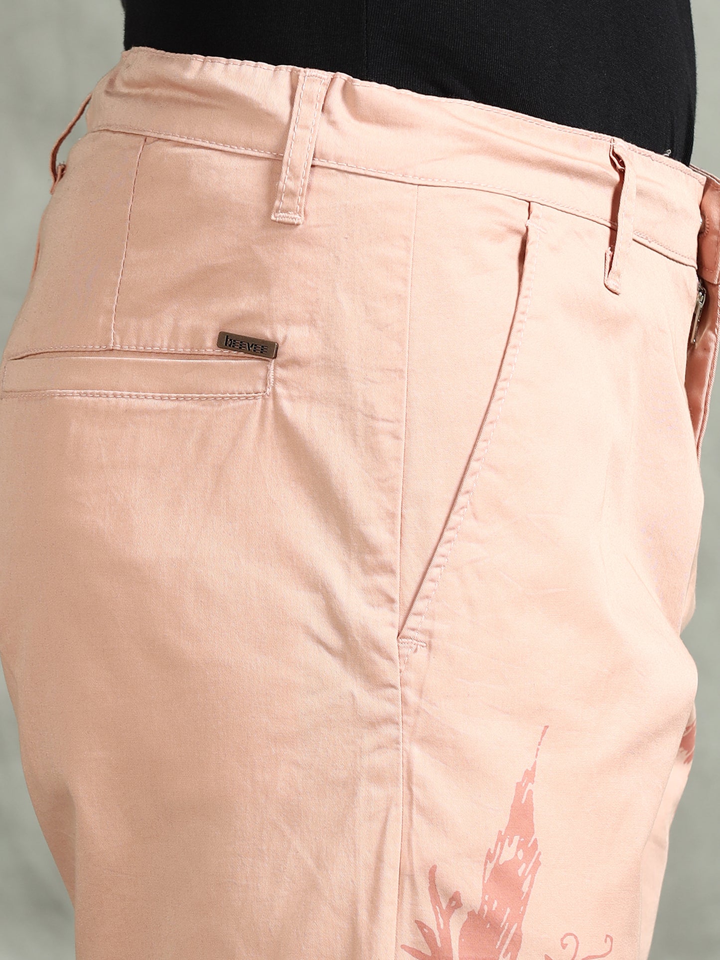 Printed Stretchable Pink Shorts