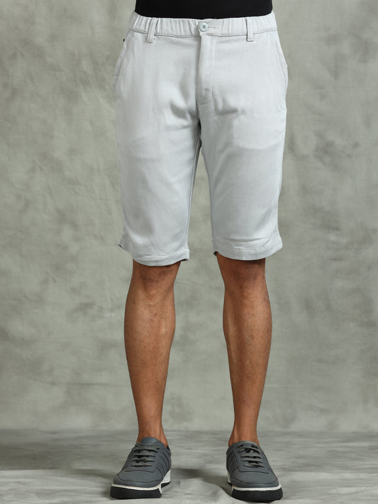 Structred Fabric Zip Pocket Stretchable Blue Shorts