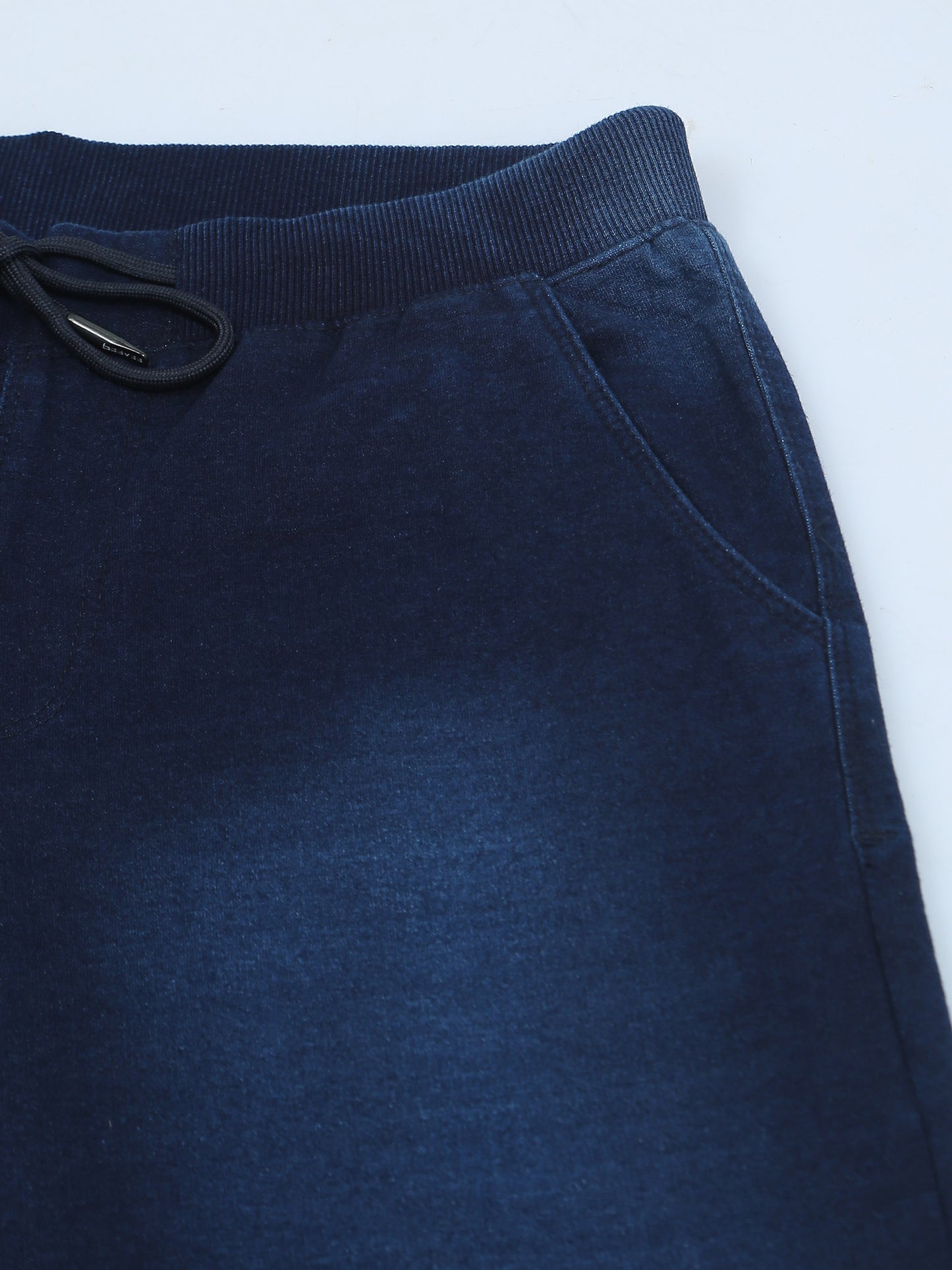 BEEVEE Men's Denim Solid Regular Fit Three Pocket Elasticated Waist Band Drawstring Casual Jeans